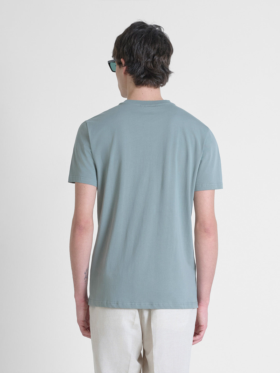 Antony Morato Men Green Solid Round Neck Tshirt