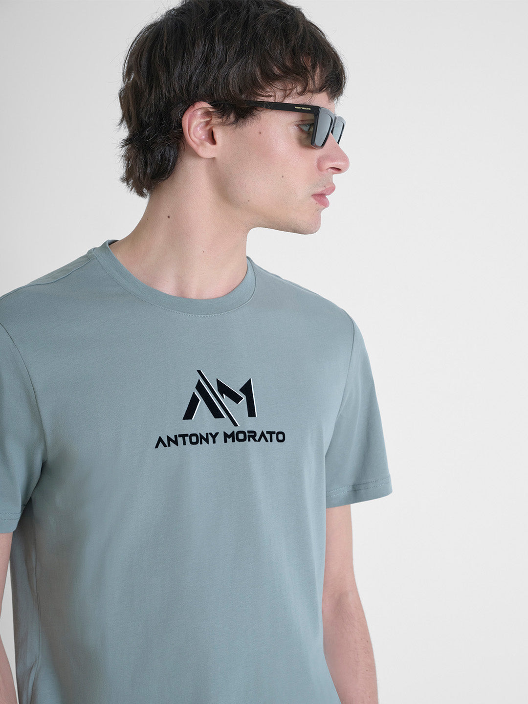 Antony Morato Men Green Solid Round Neck Tshirt