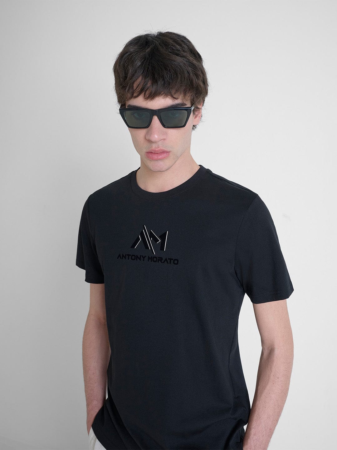 Antony Morato Men Black Solid Round Neck Tshirt