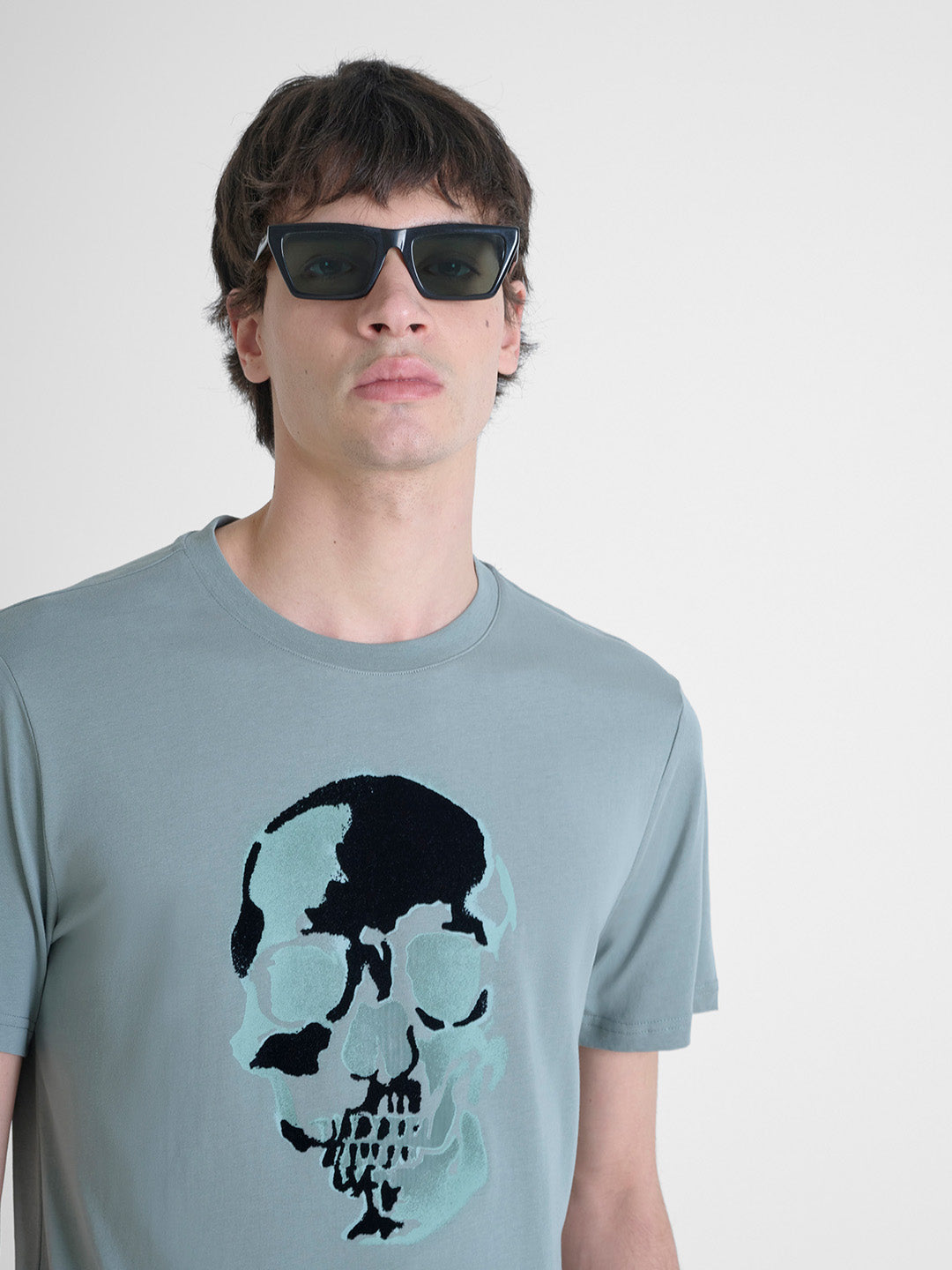 Antony Morato Men Green Placement Print Round Neck Tshirt