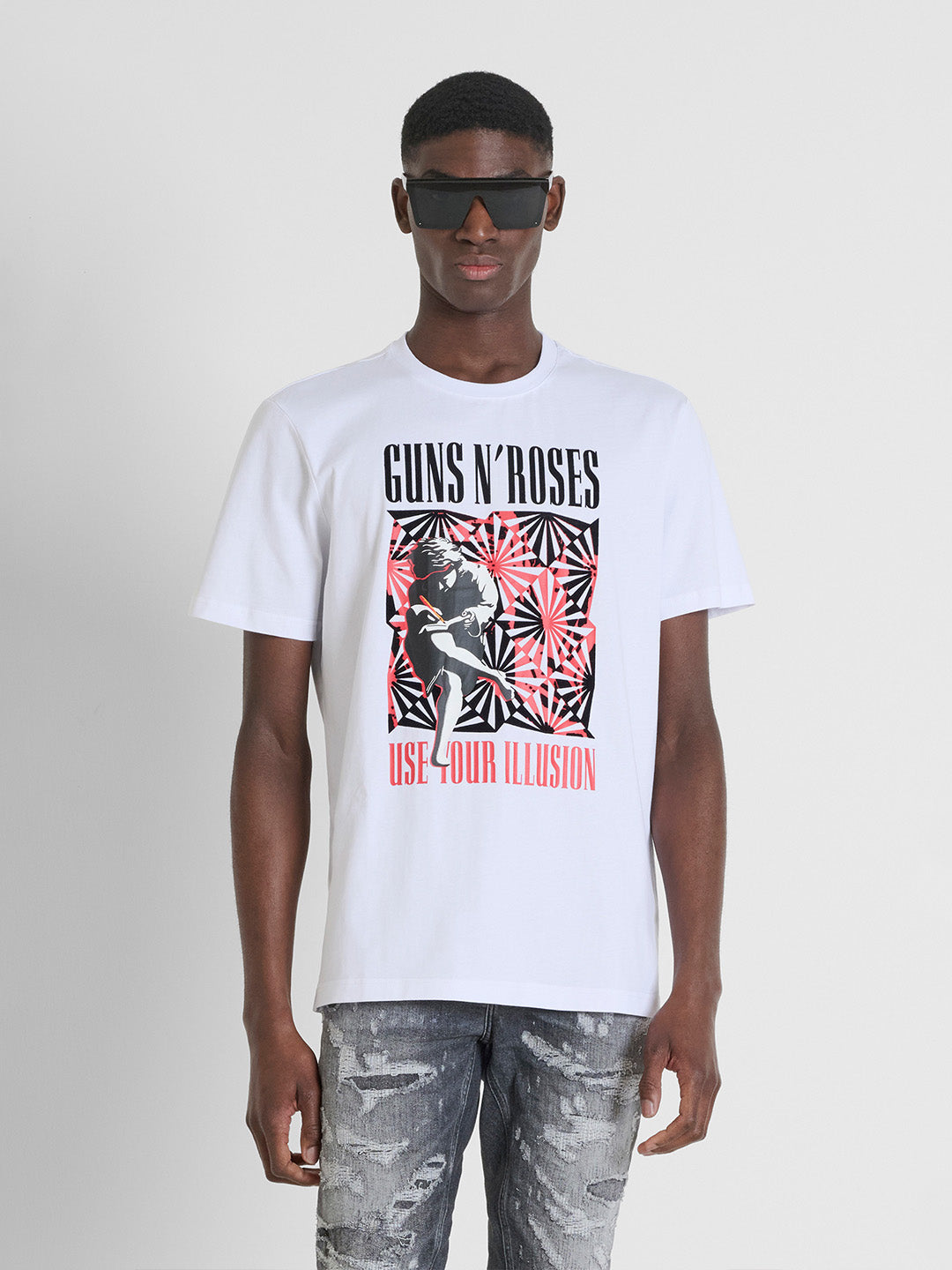 Antony Morato Men White Placement Print Round Neck Tshirt