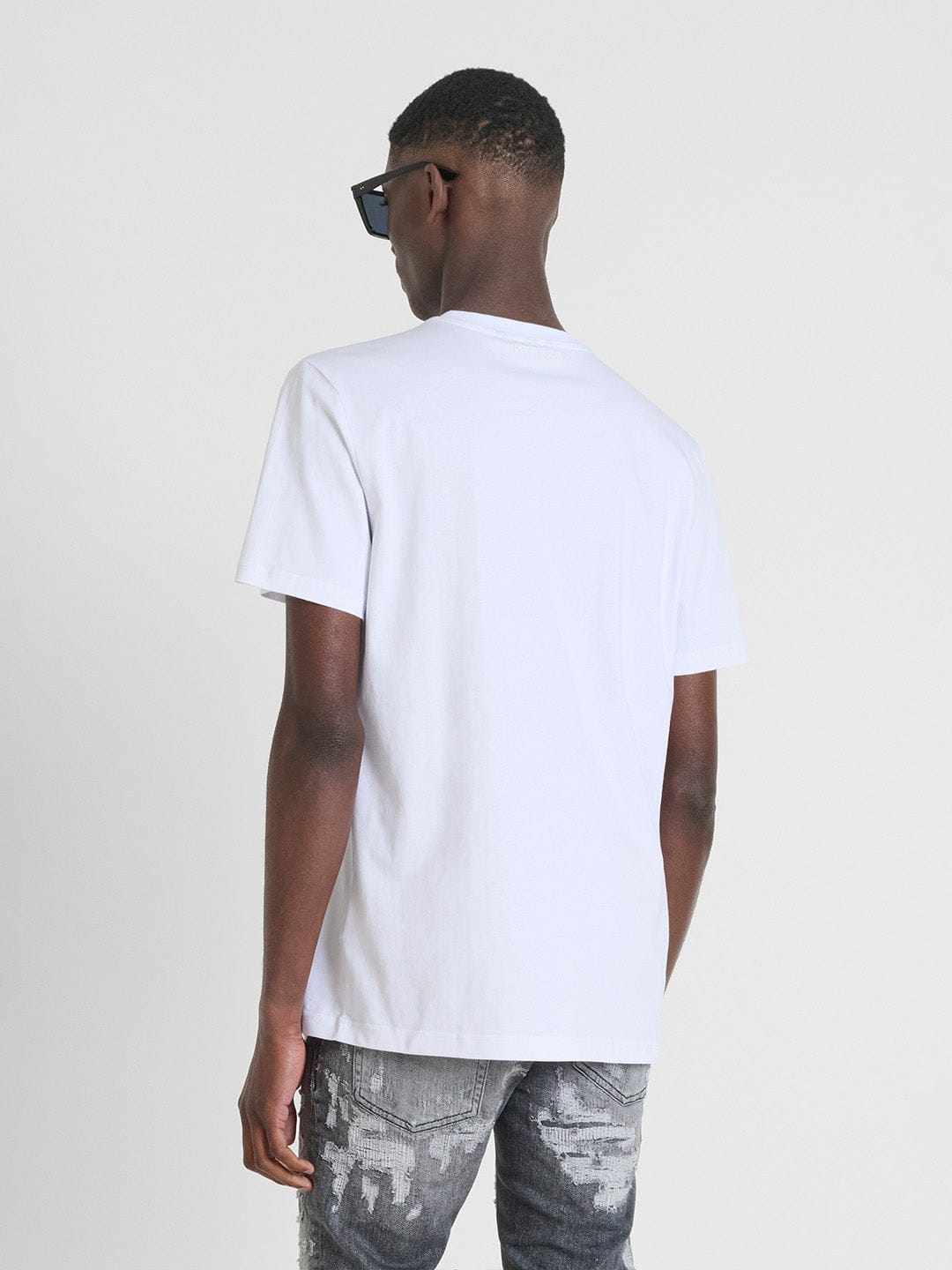 Antony Morato Men White Placement Print Round Neck Tshirt