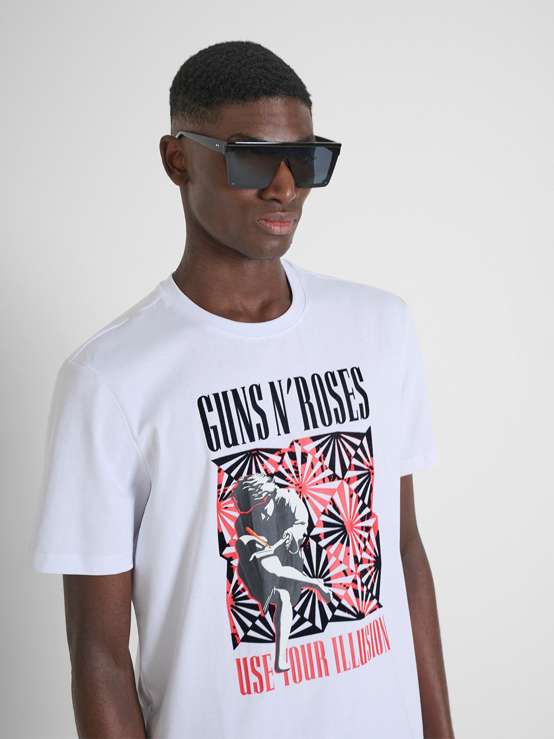 Antony Morato Men White Placement Print Round Neck Tshirt