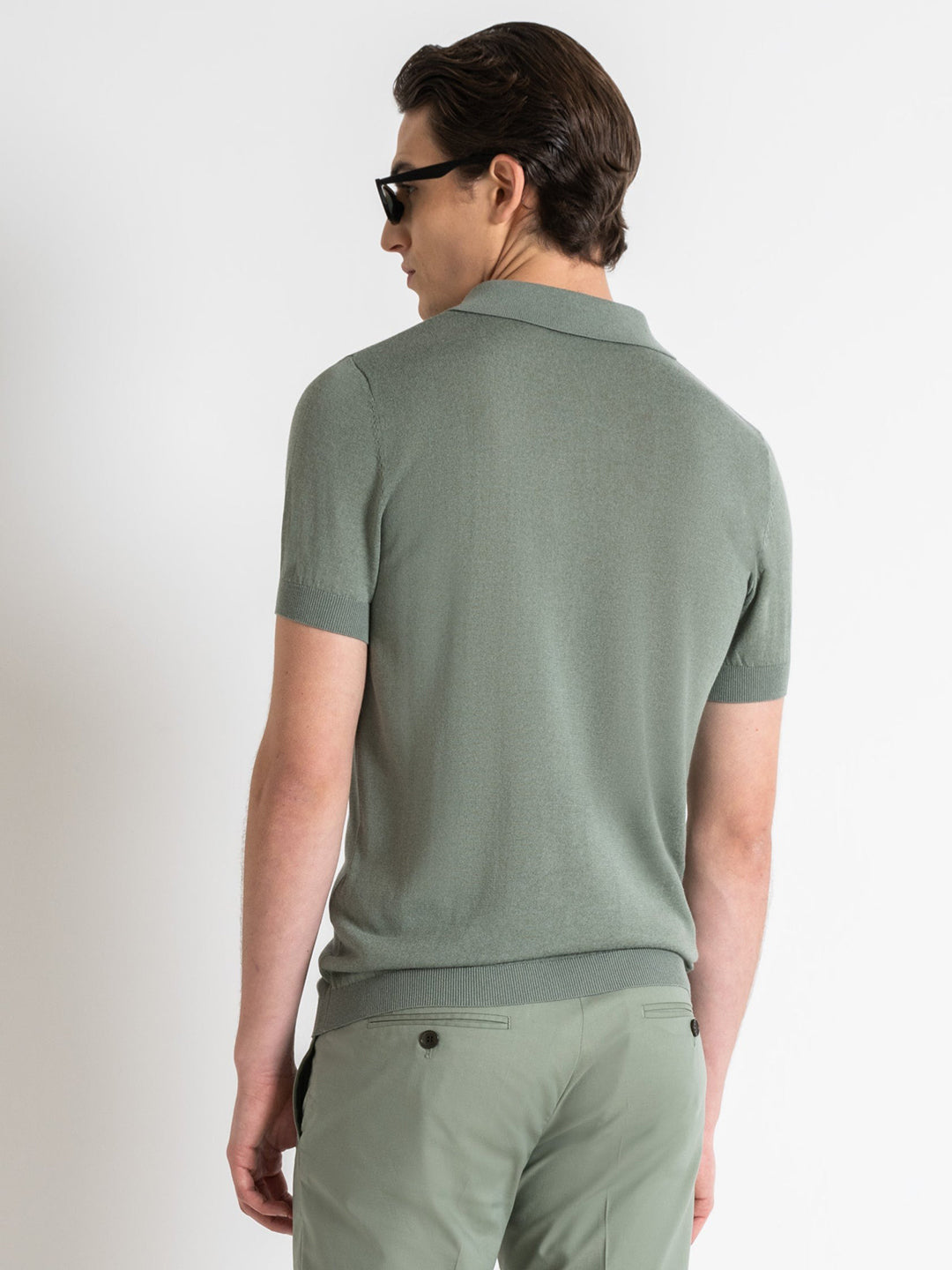 Antony Morato Men Green Solid Polo Collar Short Sleeves Tshirt