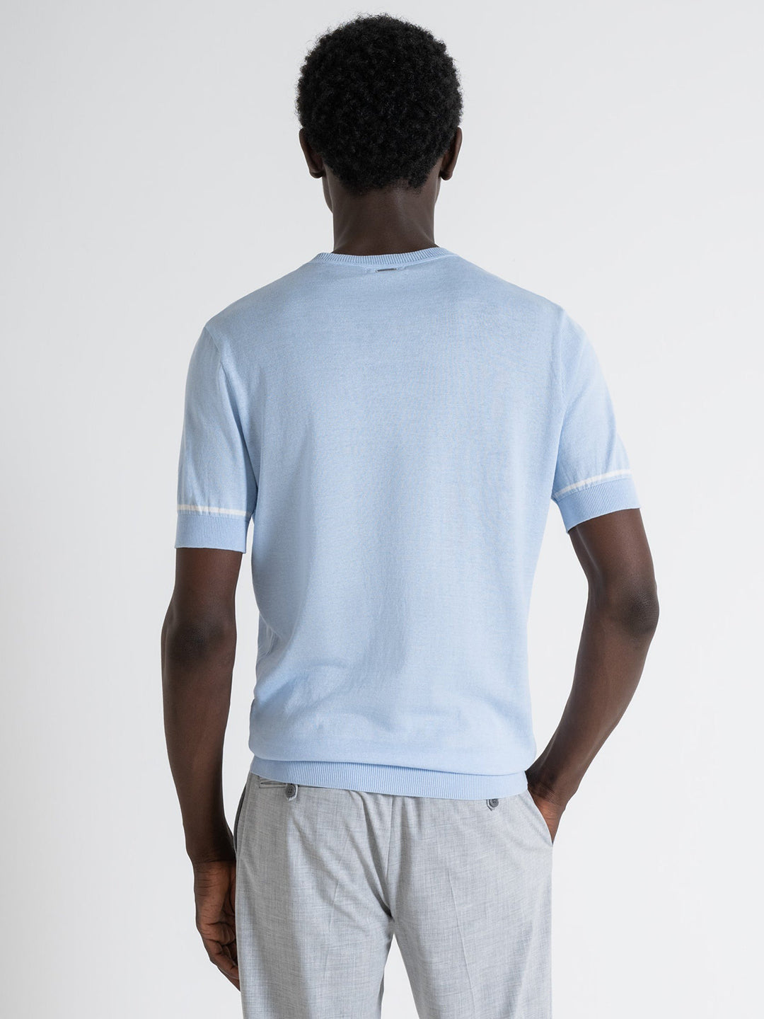 Antony Morato Men Blue Solid Round Neck Short Sleeves T-Shirt