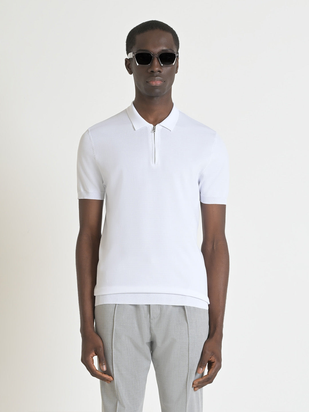 Antony Morato Men White Solid Polo Tshirt