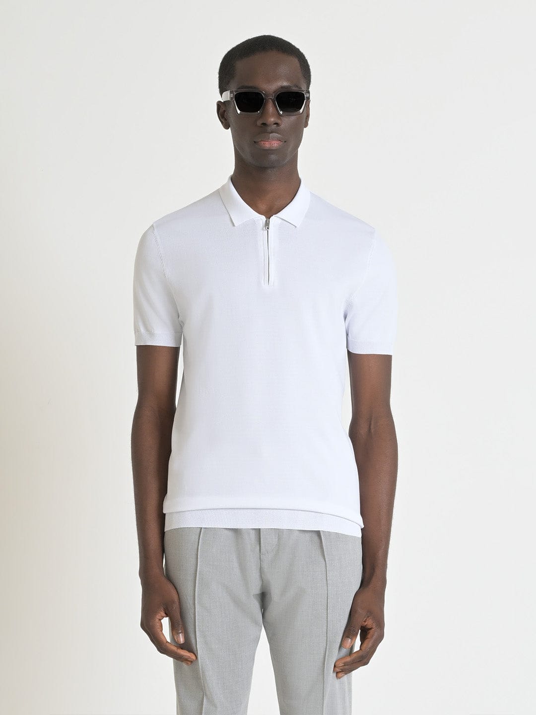 Antony Morato Men White Solid Polo Tshirt