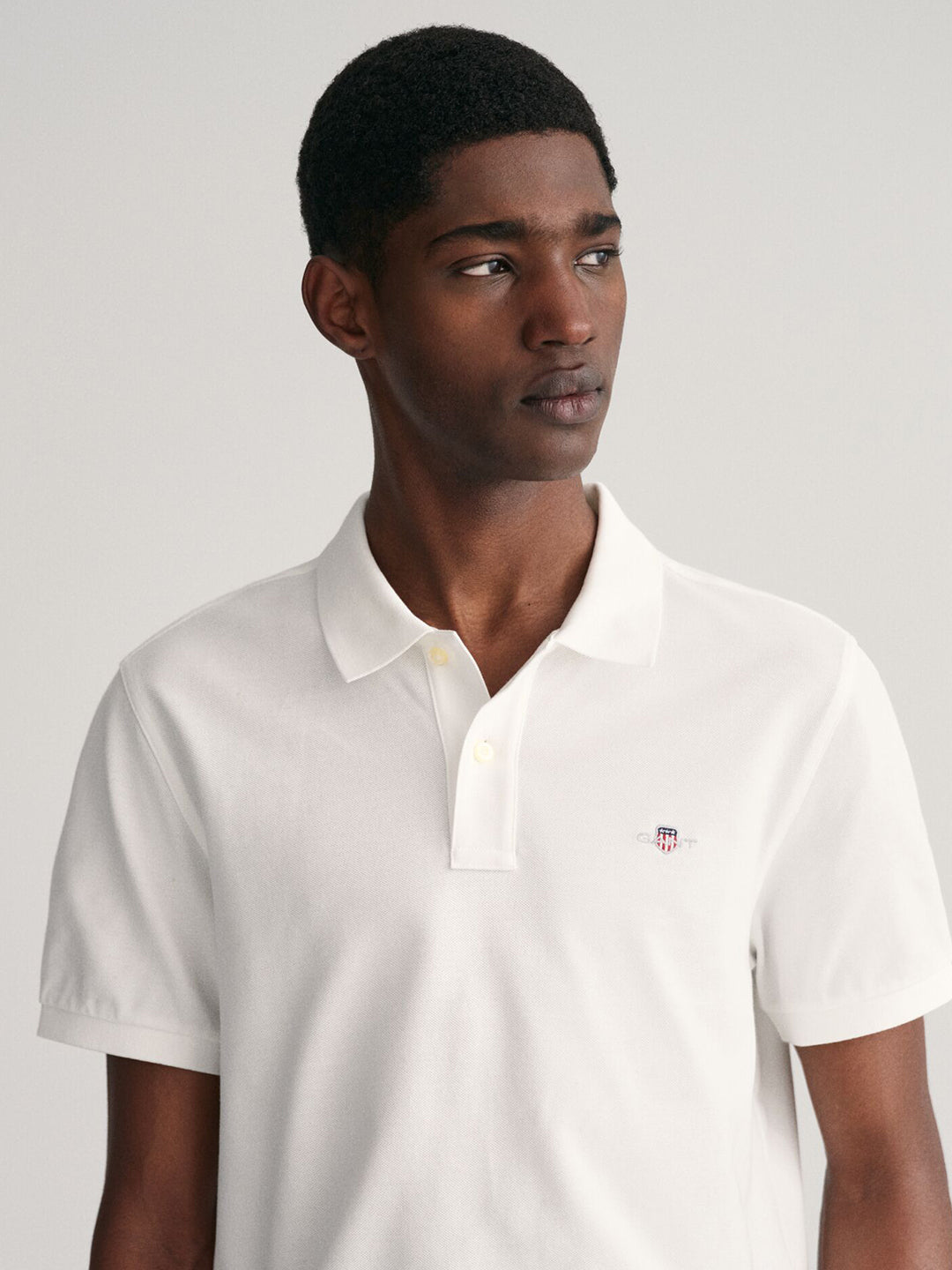 Gant Men White Solid Polo Tshirt