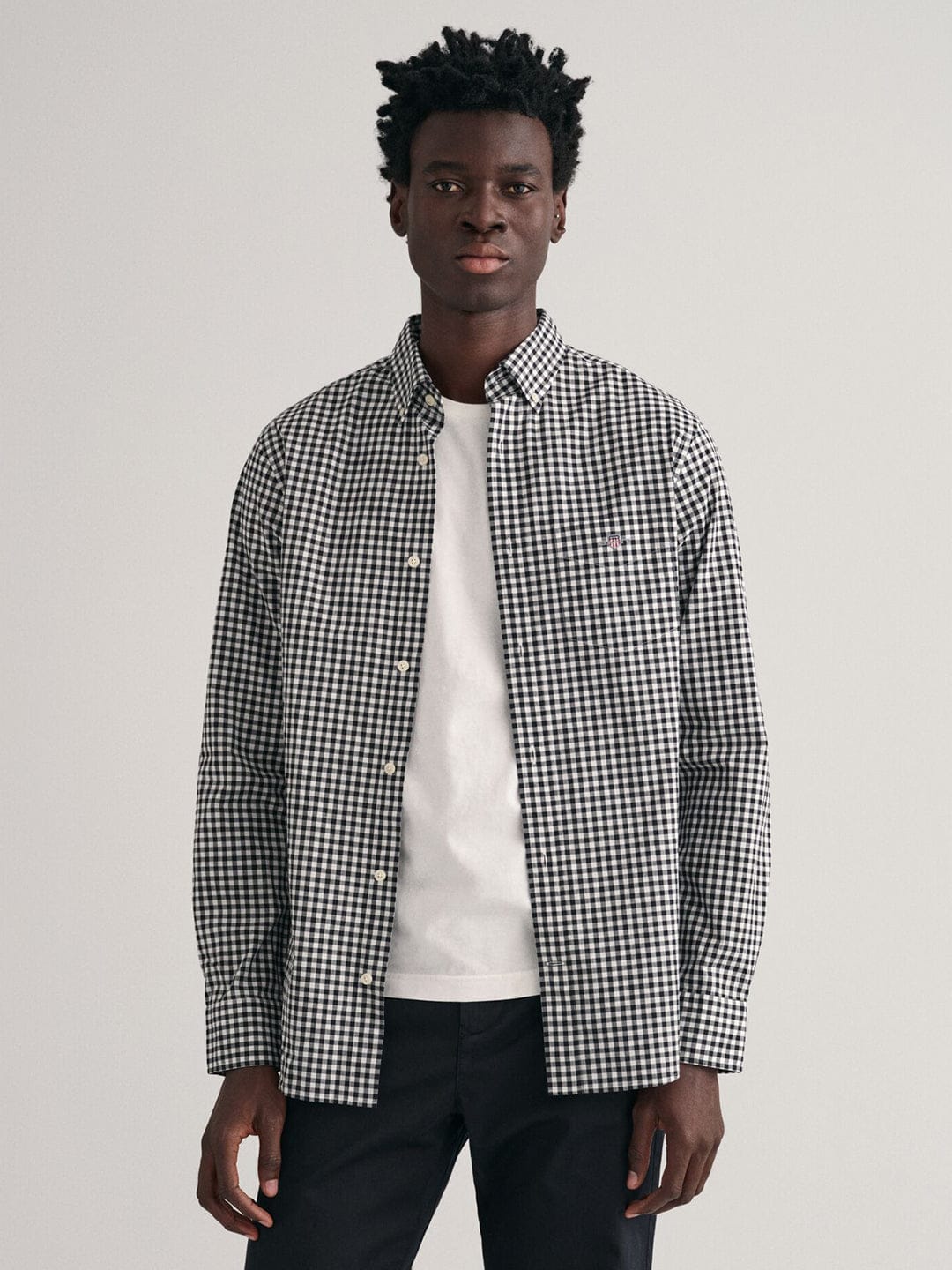 Gant Men Black Check Collar Shirt