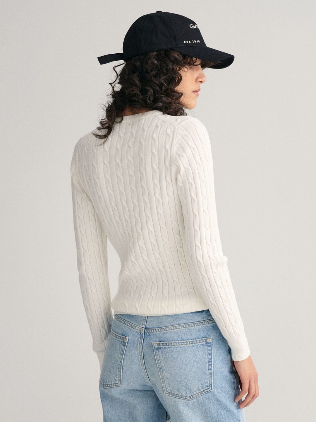 Gant Women White Solid Crew Neck Sweater
