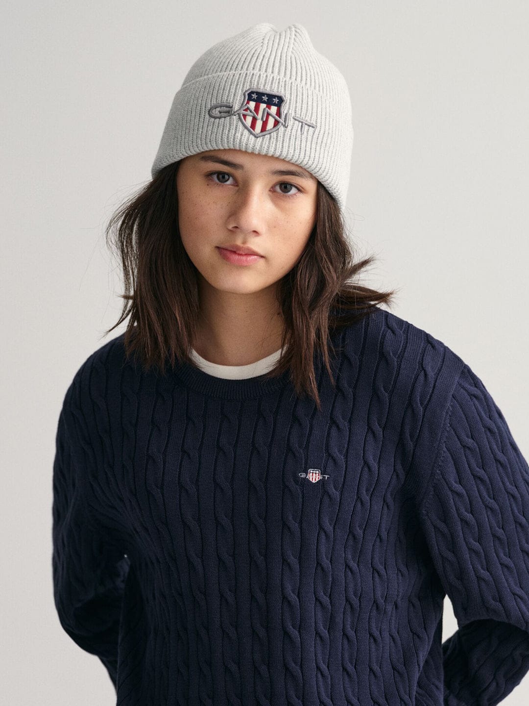 Gant Kids Blue Solid Round Neck Sweater