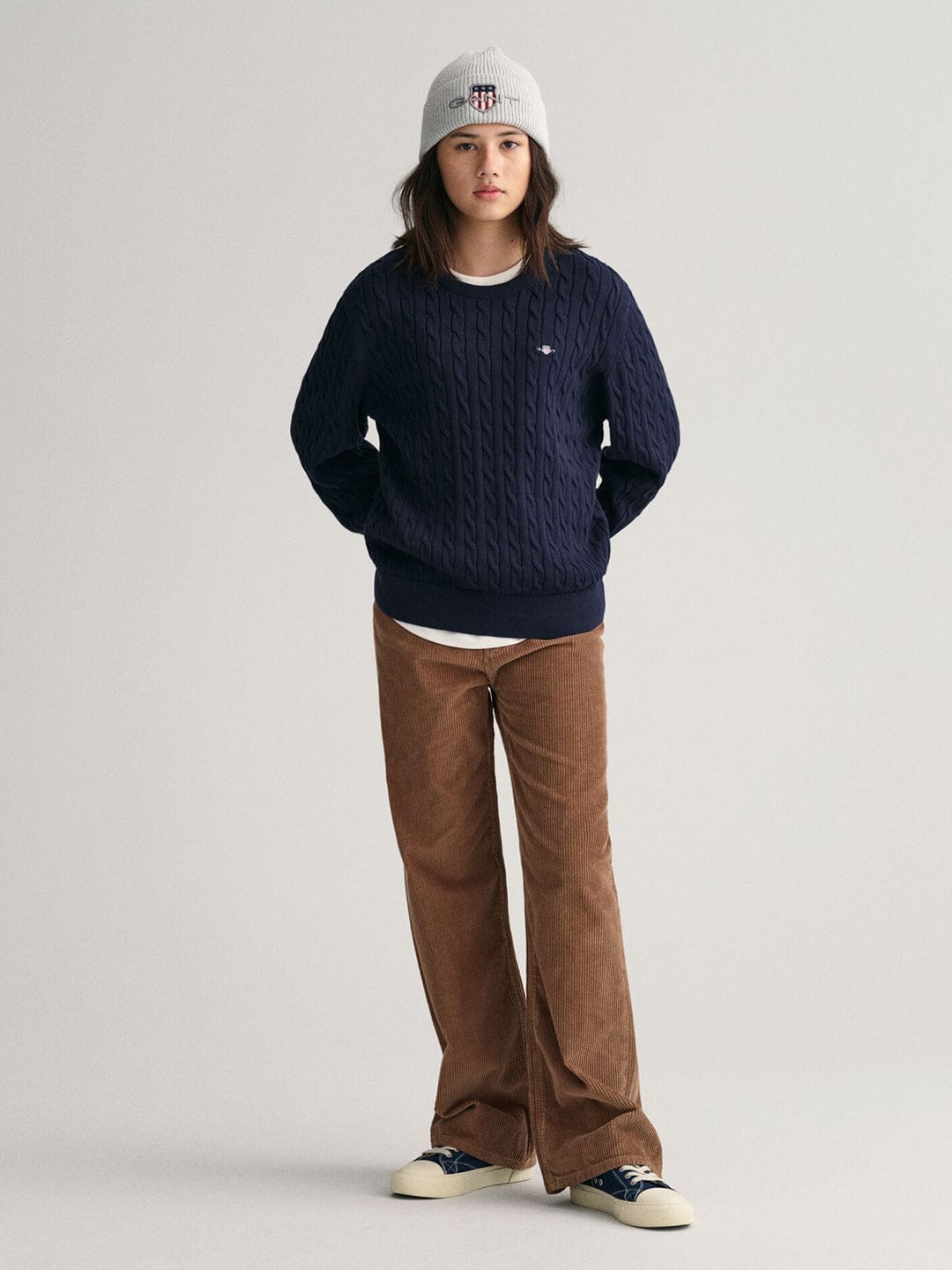 Gant Kids Blue Solid Round Neck Sweater