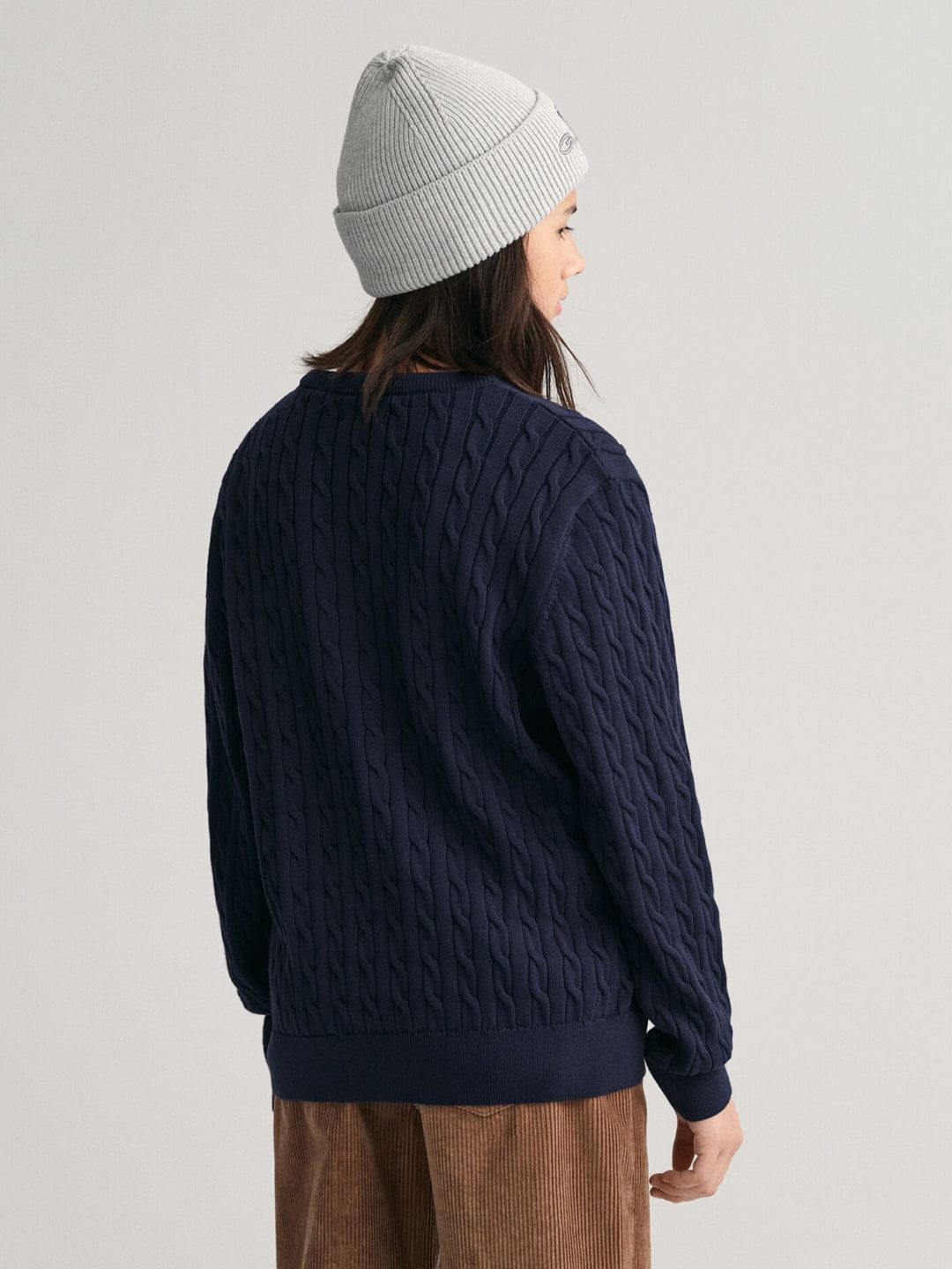 Gant Kids Blue Solid Round Neck Sweater