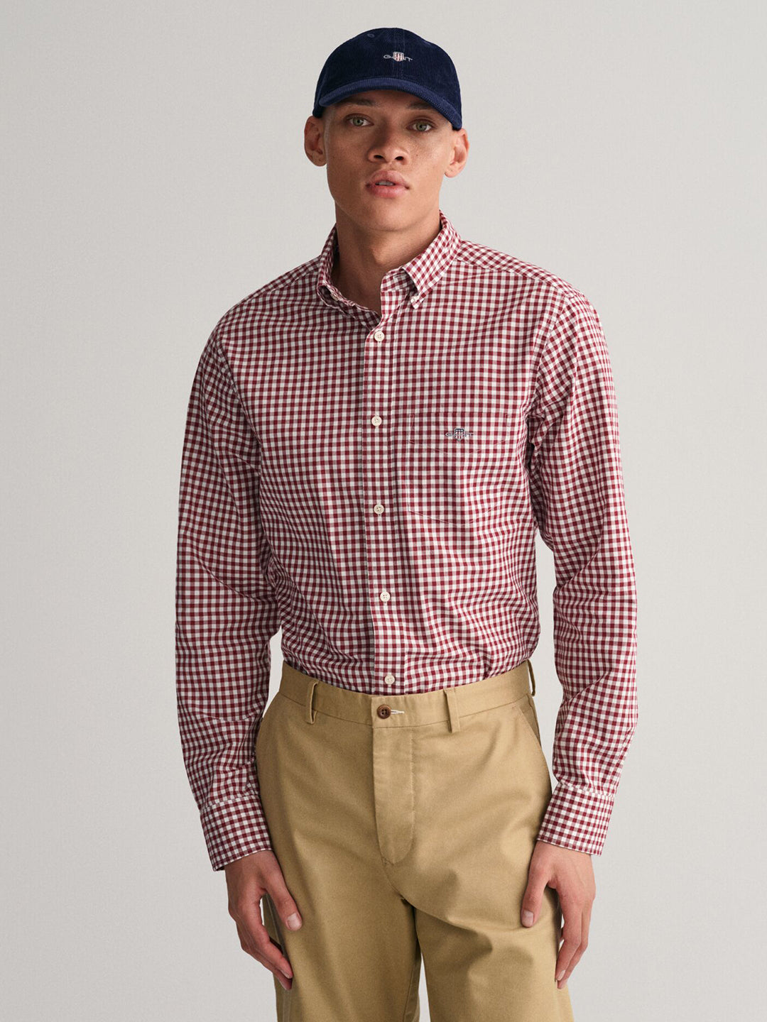 Gant Men Red Check Collar Shirt
