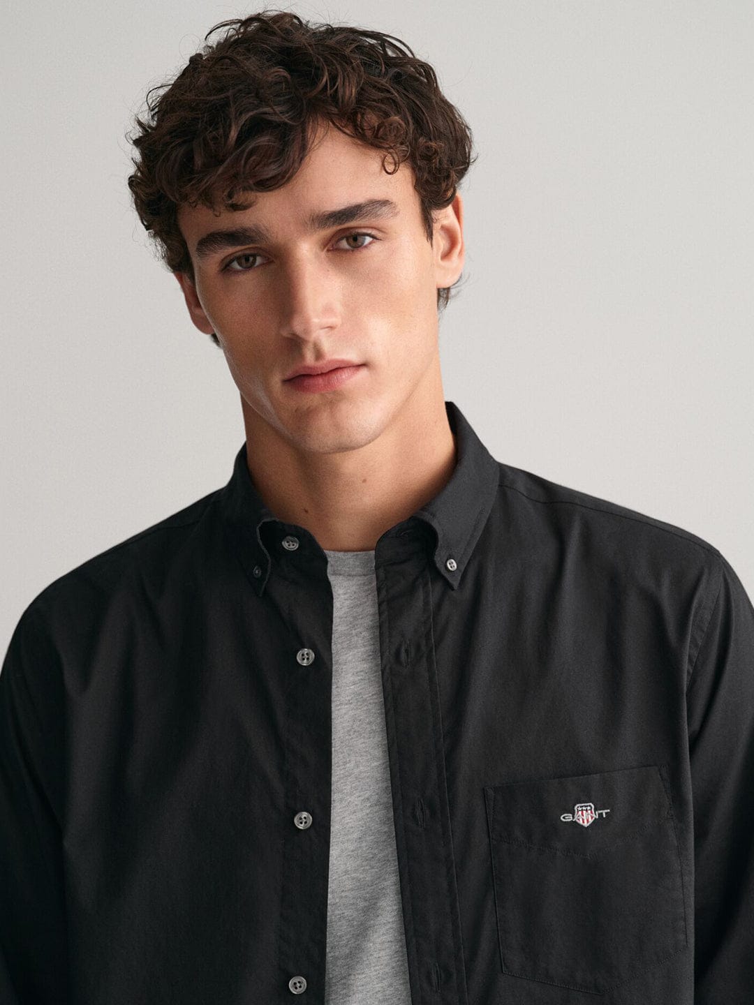 Gant Men Black Solid Collar Shirt