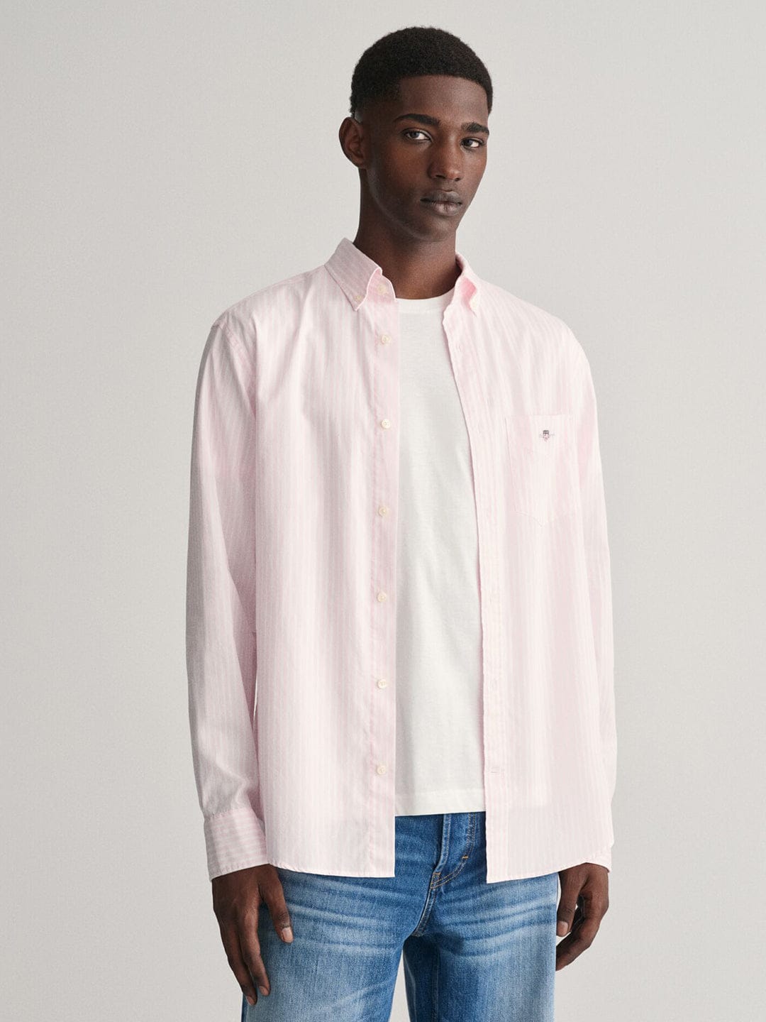 Gant Men Pink Striped Collar Shirt