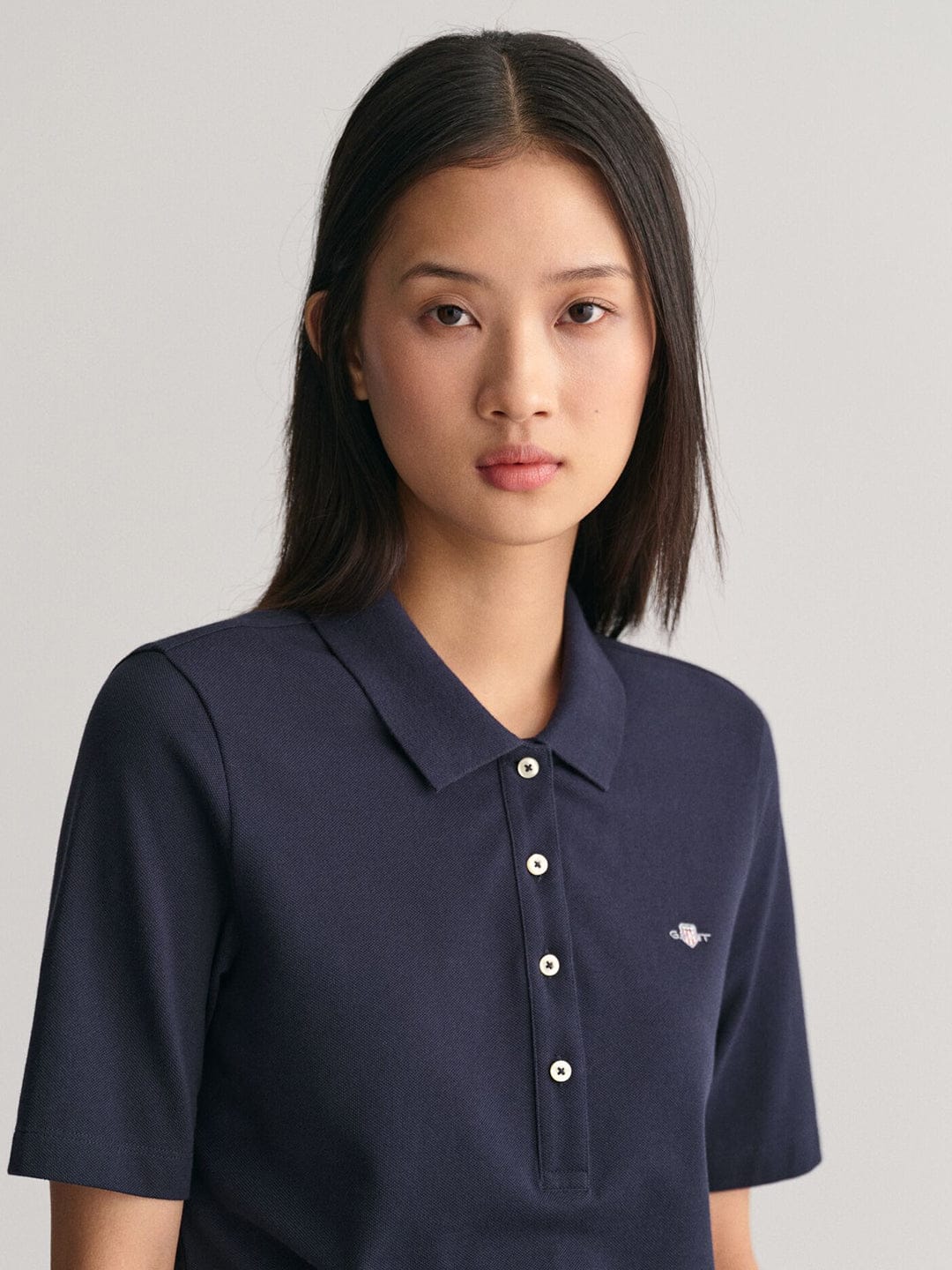 Gant Women Blue Solid Polo Tshirt
