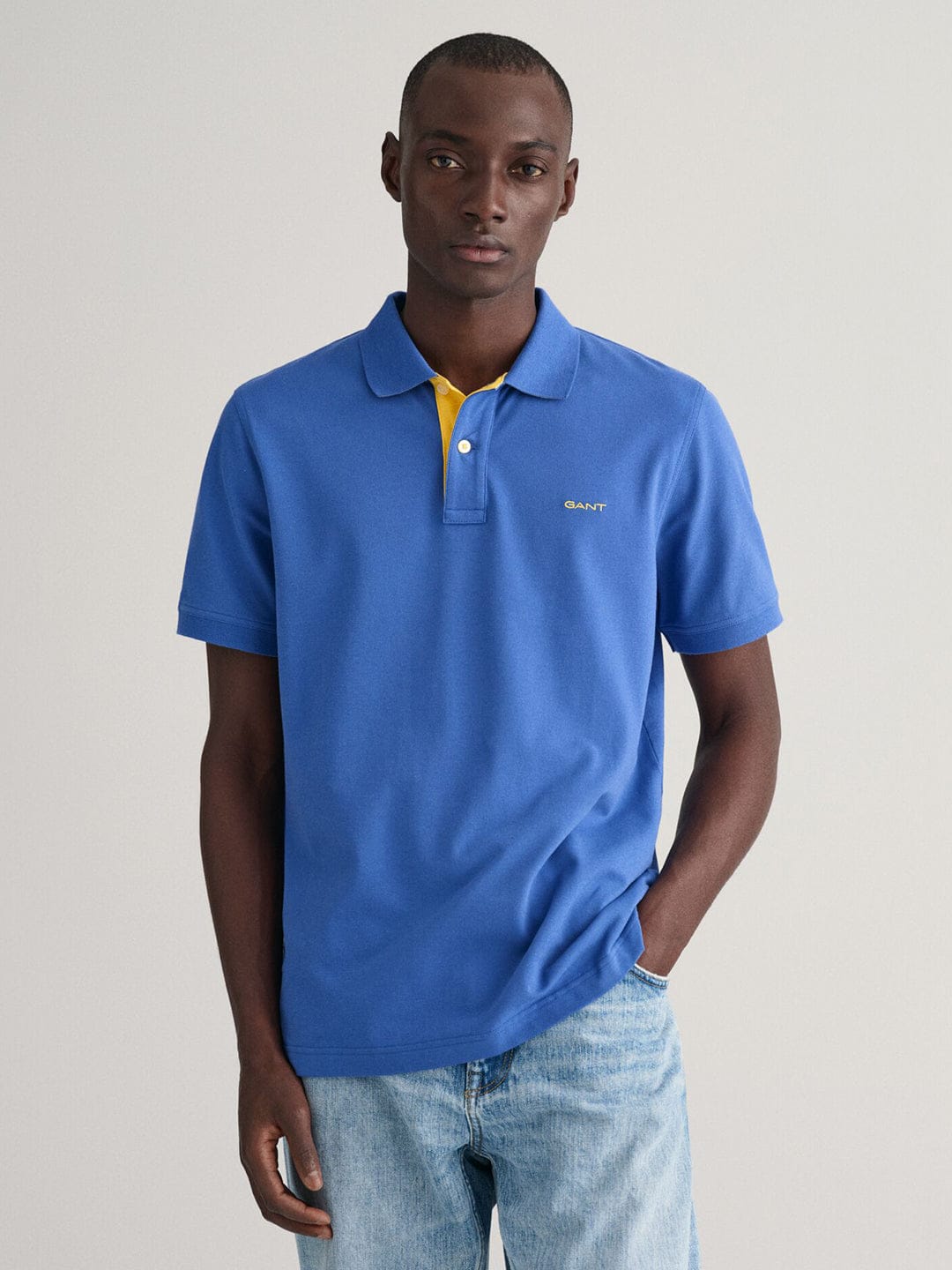 Gant Men Blue Solid Polo Tshirt
