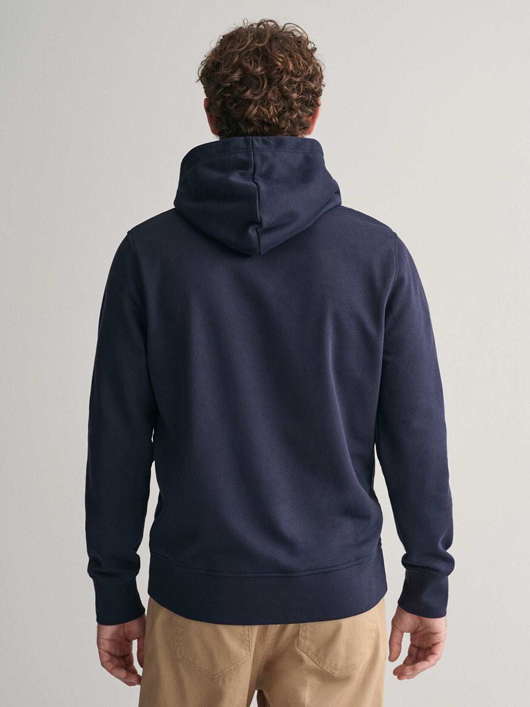 Gant Men Navy Blue Solid Hooded Long Sleeves Sweatshirt
