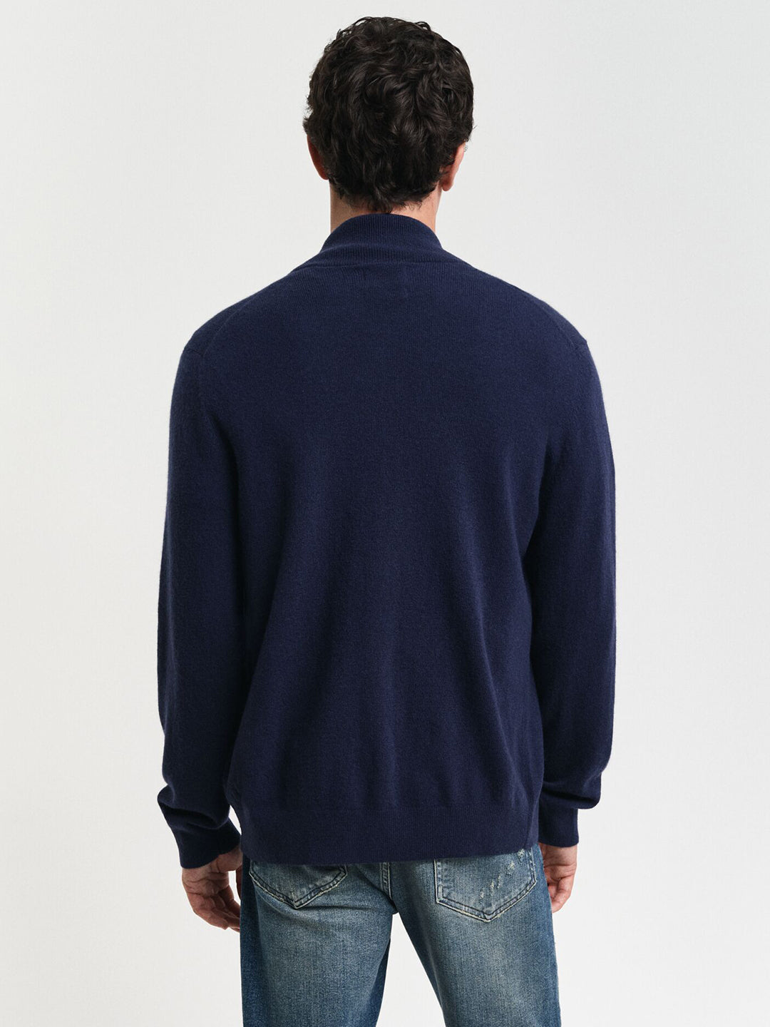Gant Men Navy Blue Solid High Neck Full Sleeves Sweater