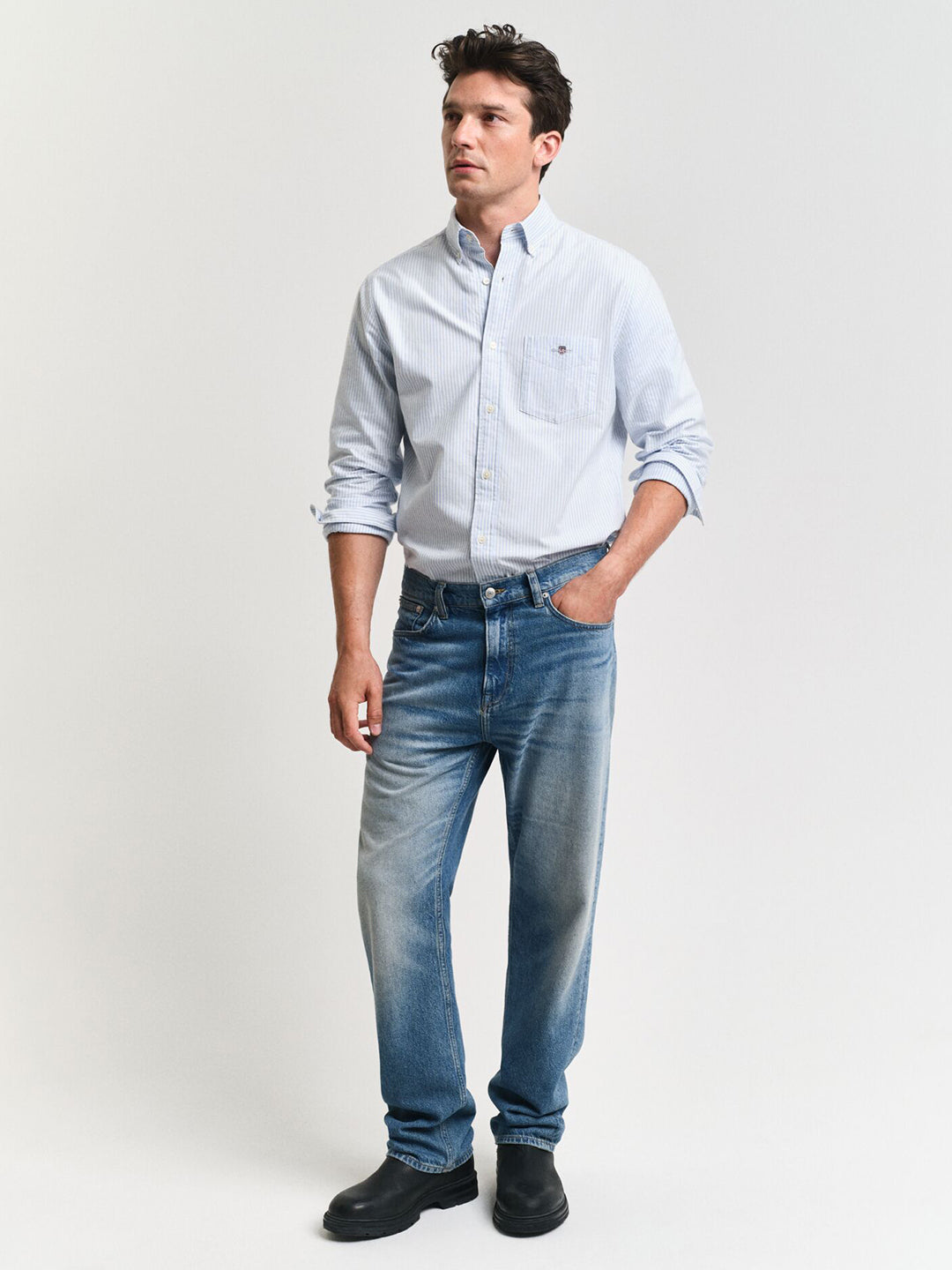 Gant Men Blue Striped Collar Shirt