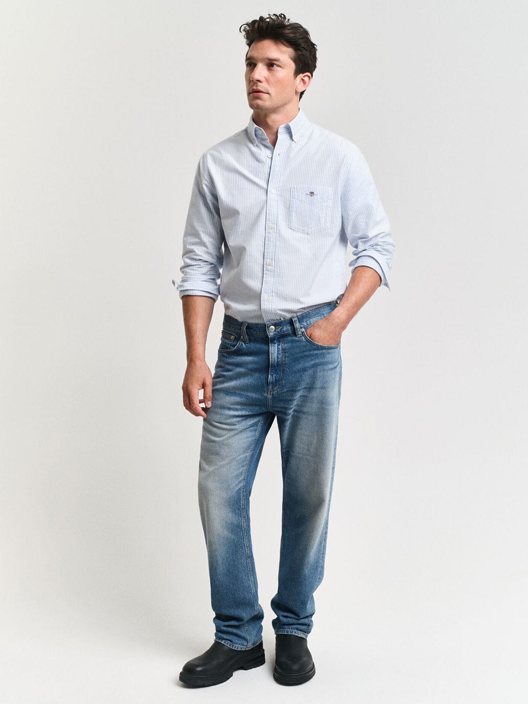 Gant Men Blue Striped Collar Shirt