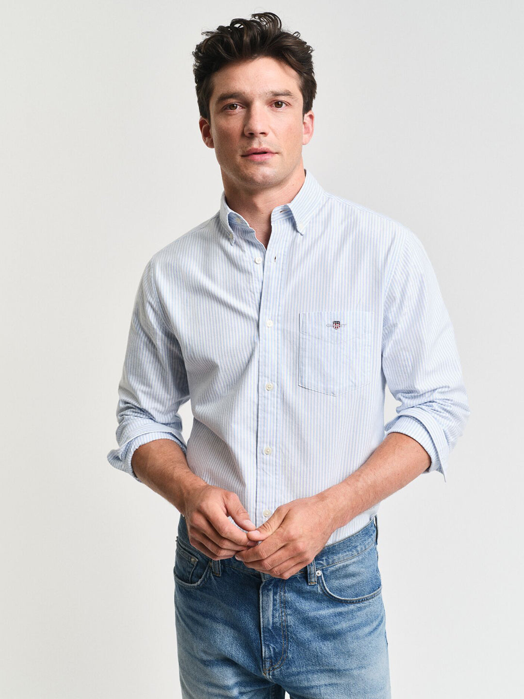 Gant Men Blue Striped Collar Shirt