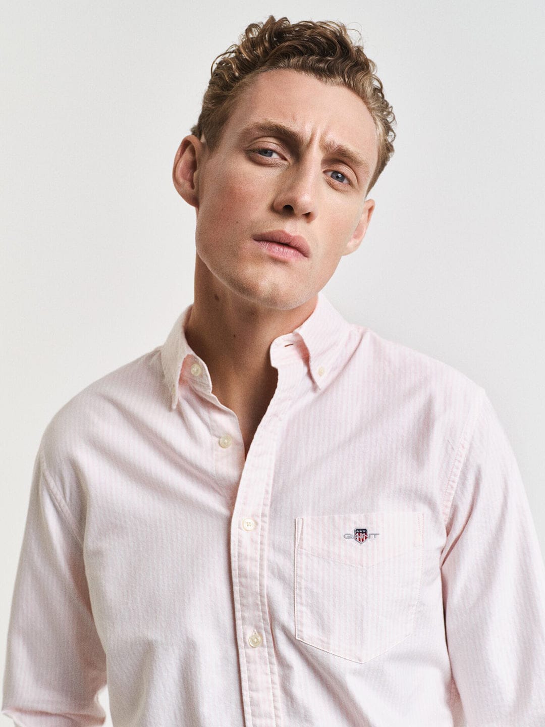 Gant Men Pink Striped Collar Shirt