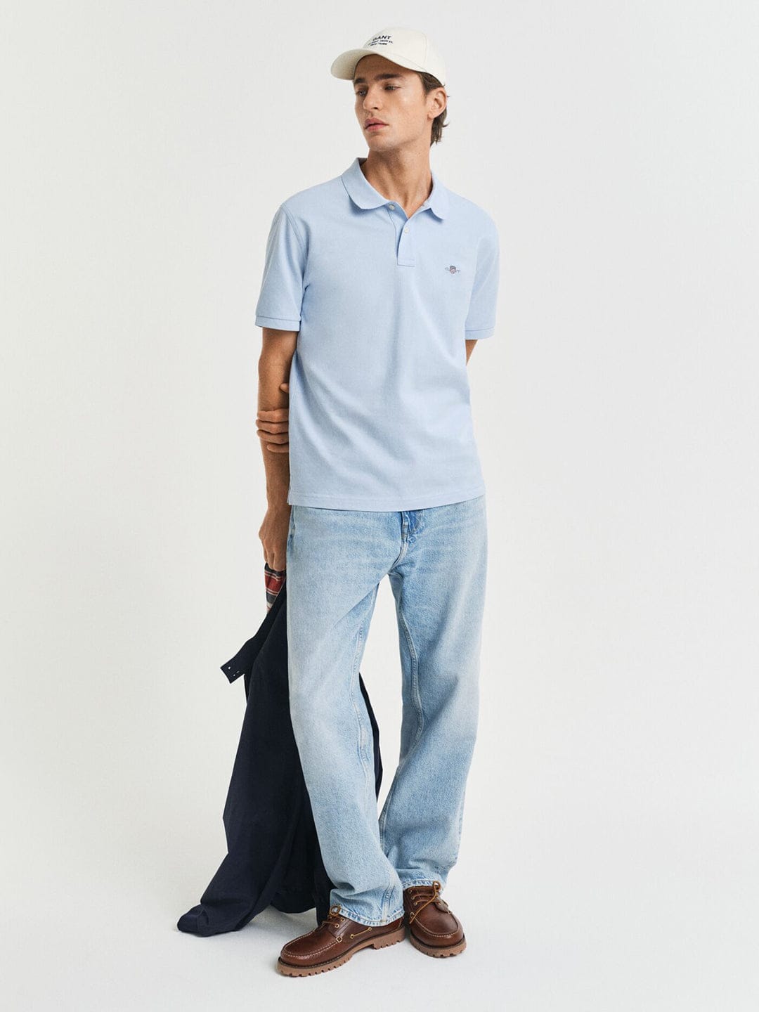 Gant Men Blue Solid Polo Tshirt