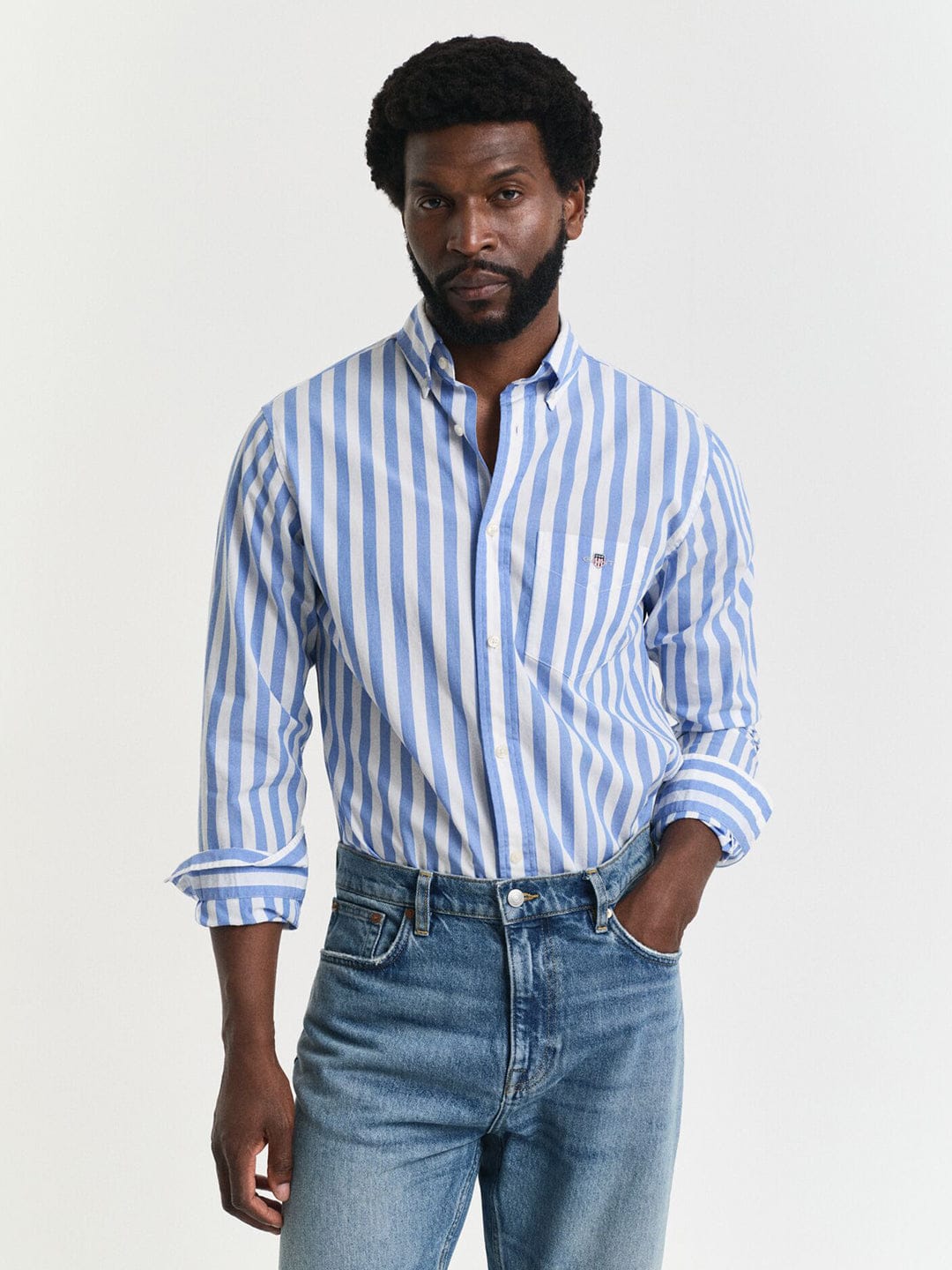 Gant Men Blue Striped Collar Shirt