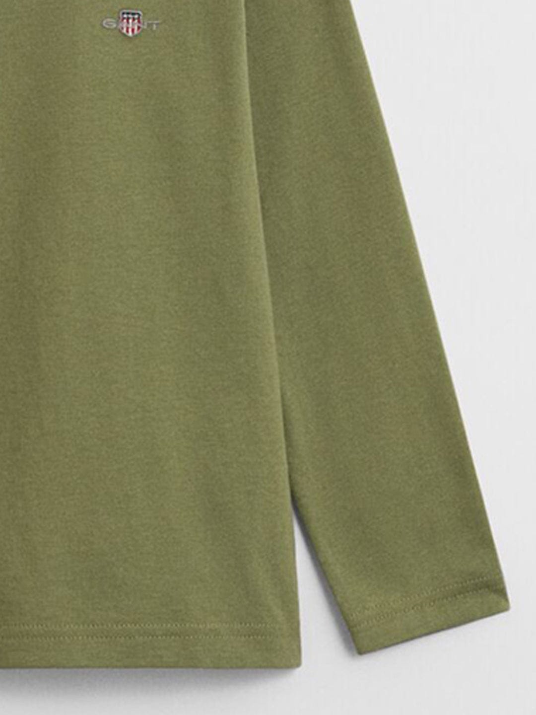 Gant Boys Green Solid Round Neck Tshirt