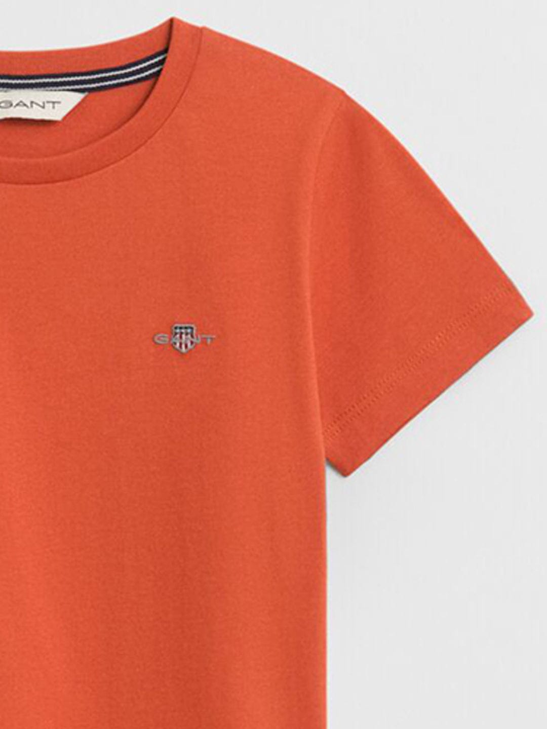 Gant Boys Orange Solid Round Neck Tshirt