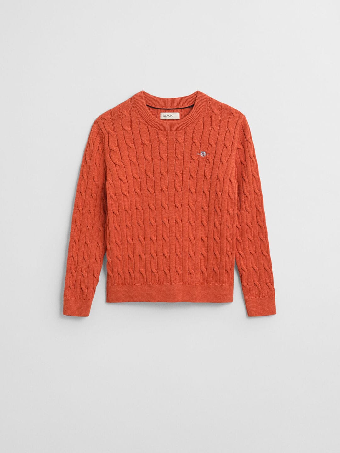 Gant Boys Orange Solid Round Neck Sweater