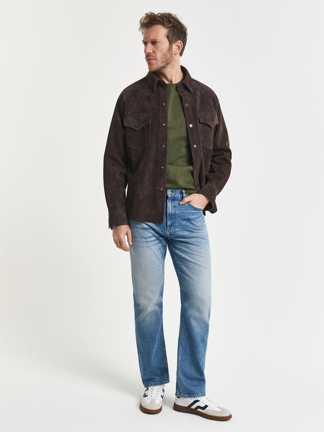 Gant Men Green Solid Crew Neck Tshirt