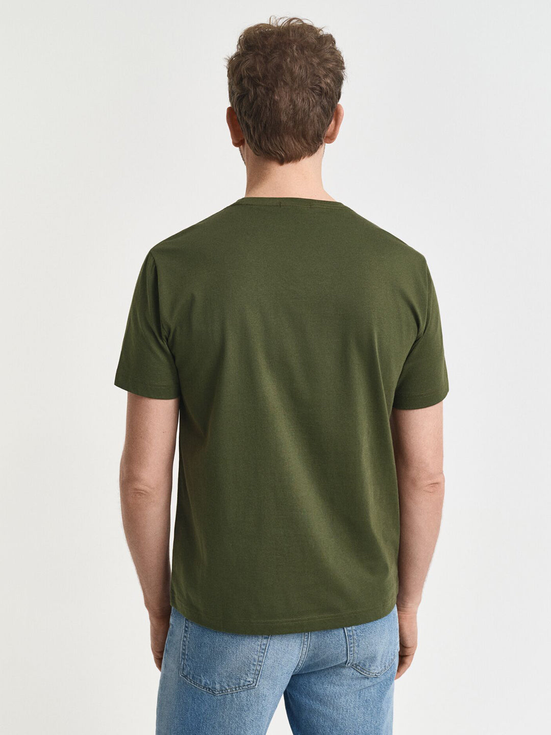 Gant Men Green Solid Crew Neck Tshirt
