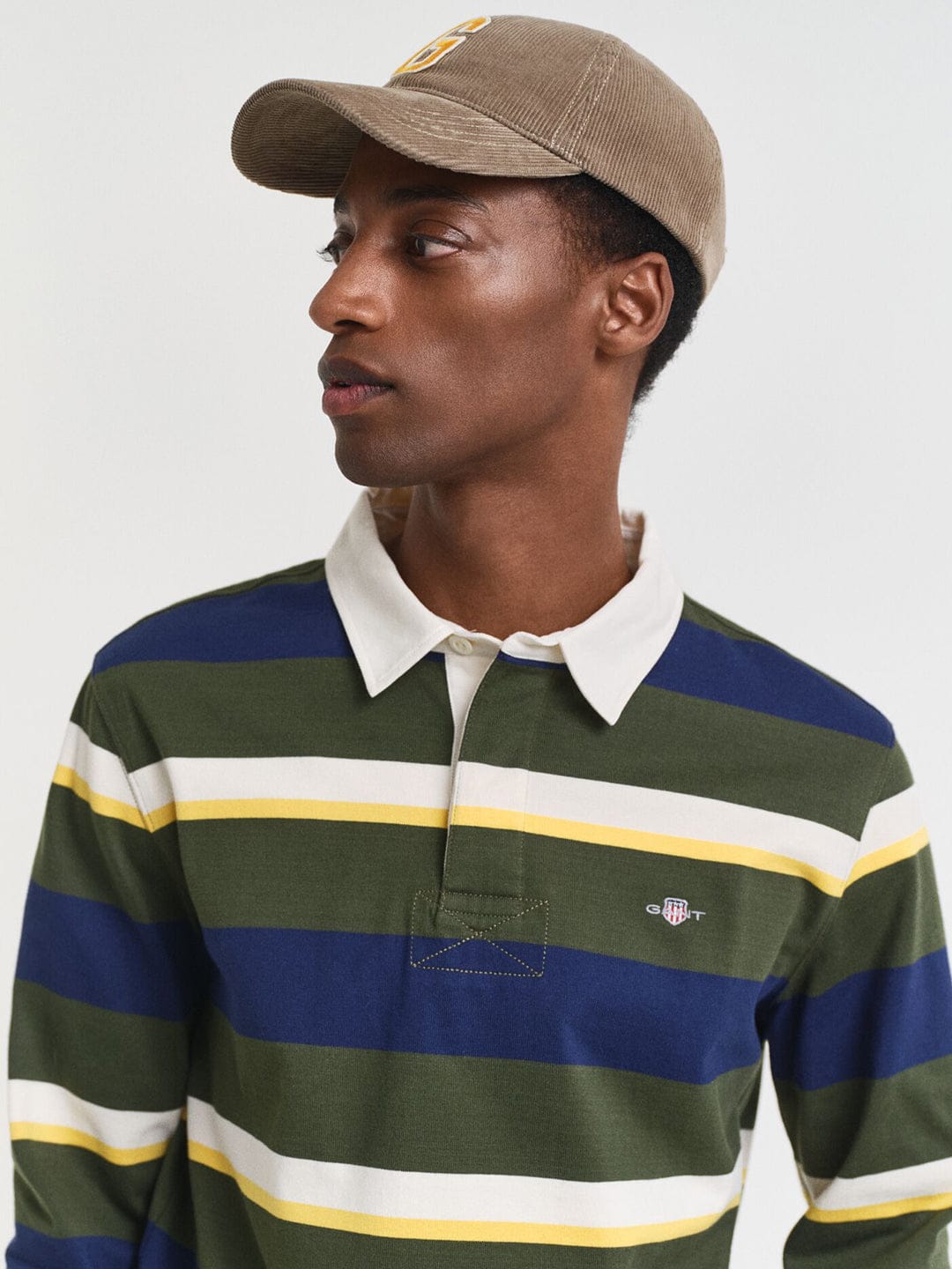 Gant Men Green Striped Polo Tshirt