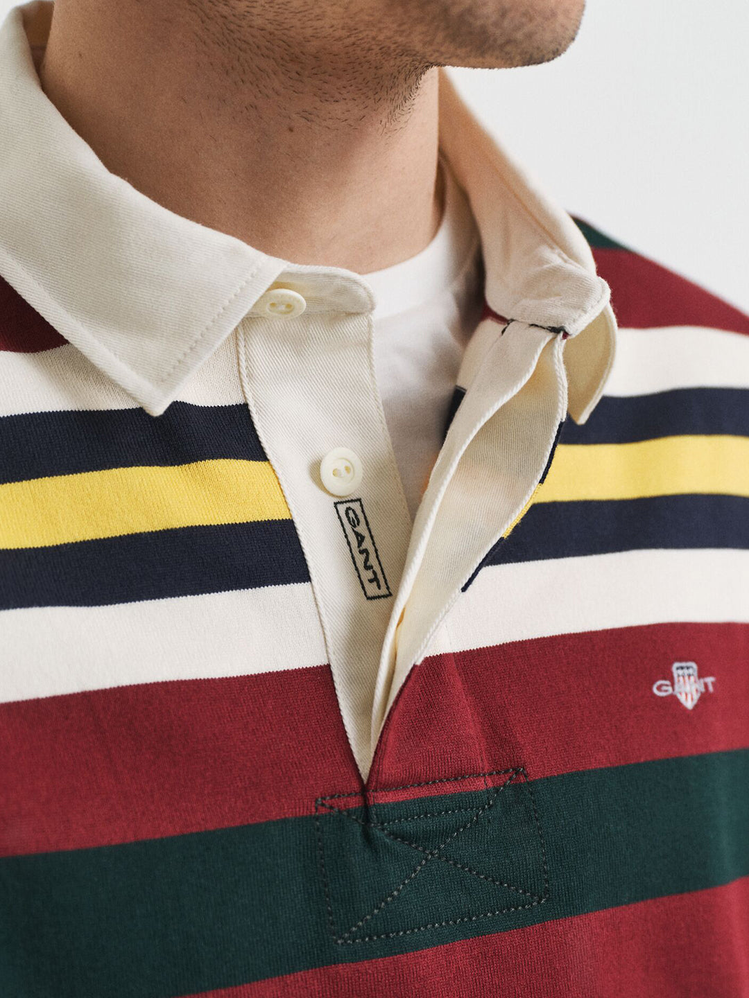 Gant Men Green Striped Polo Tshirt