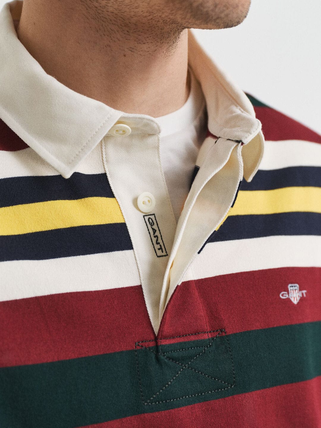 Gant Men Green Striped Polo Tshirt