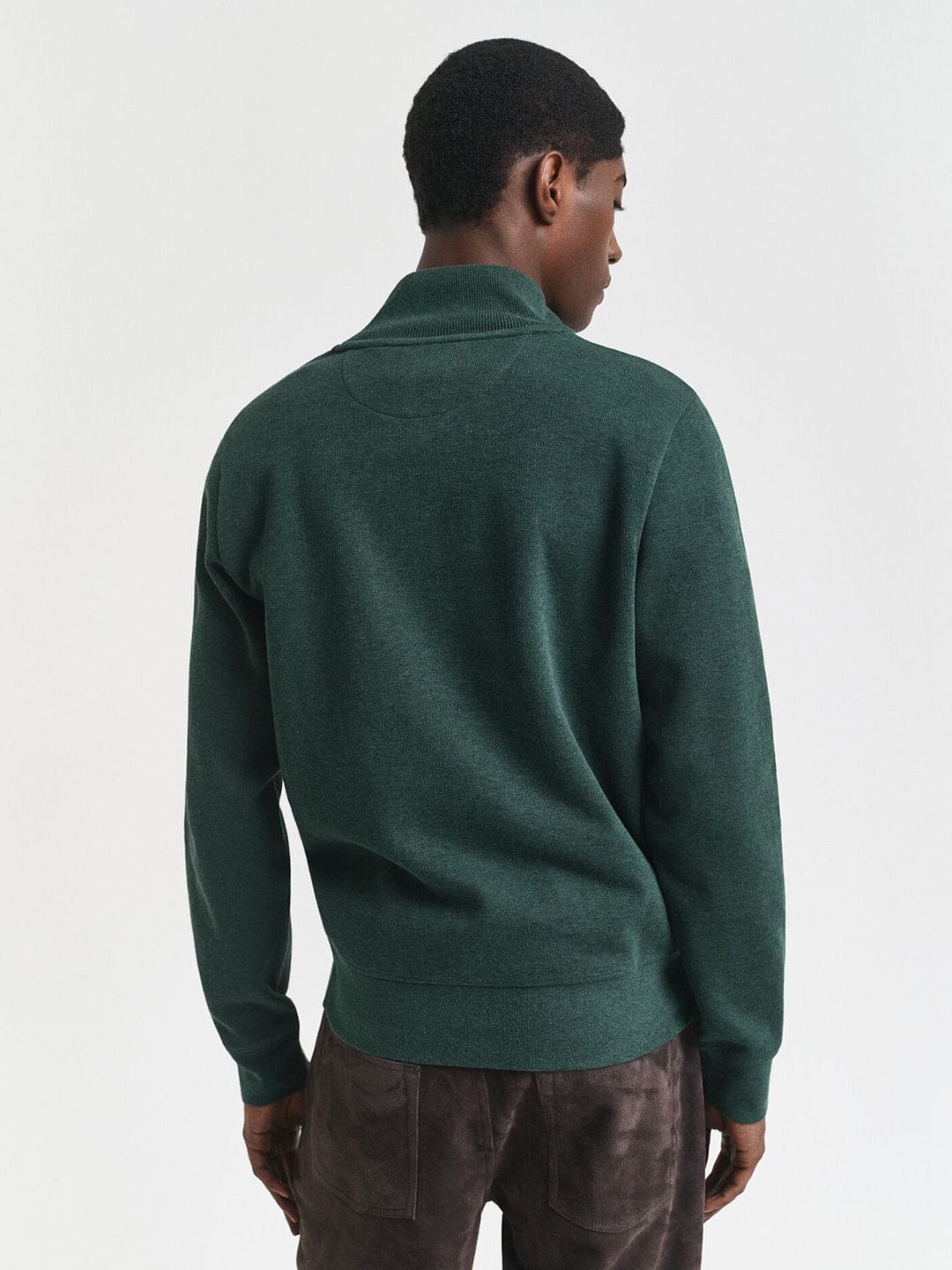 Gant Men Green Solid Half Zip Sweatshirt