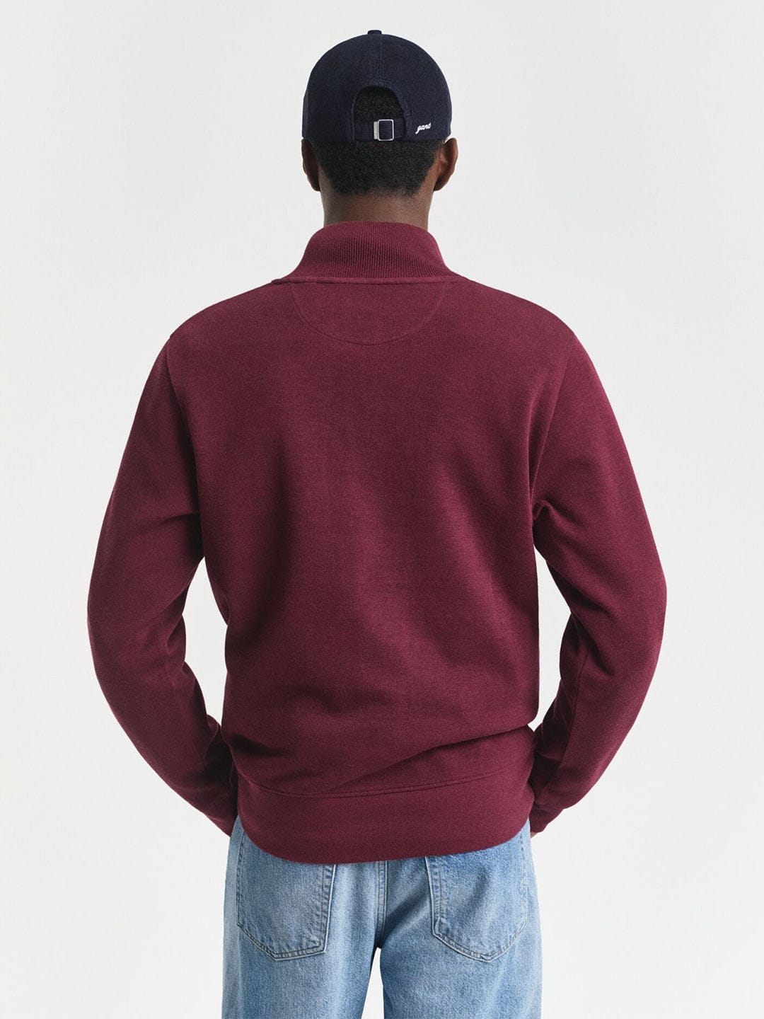 Gant Men Red Solid Half Zip Sweatshirt