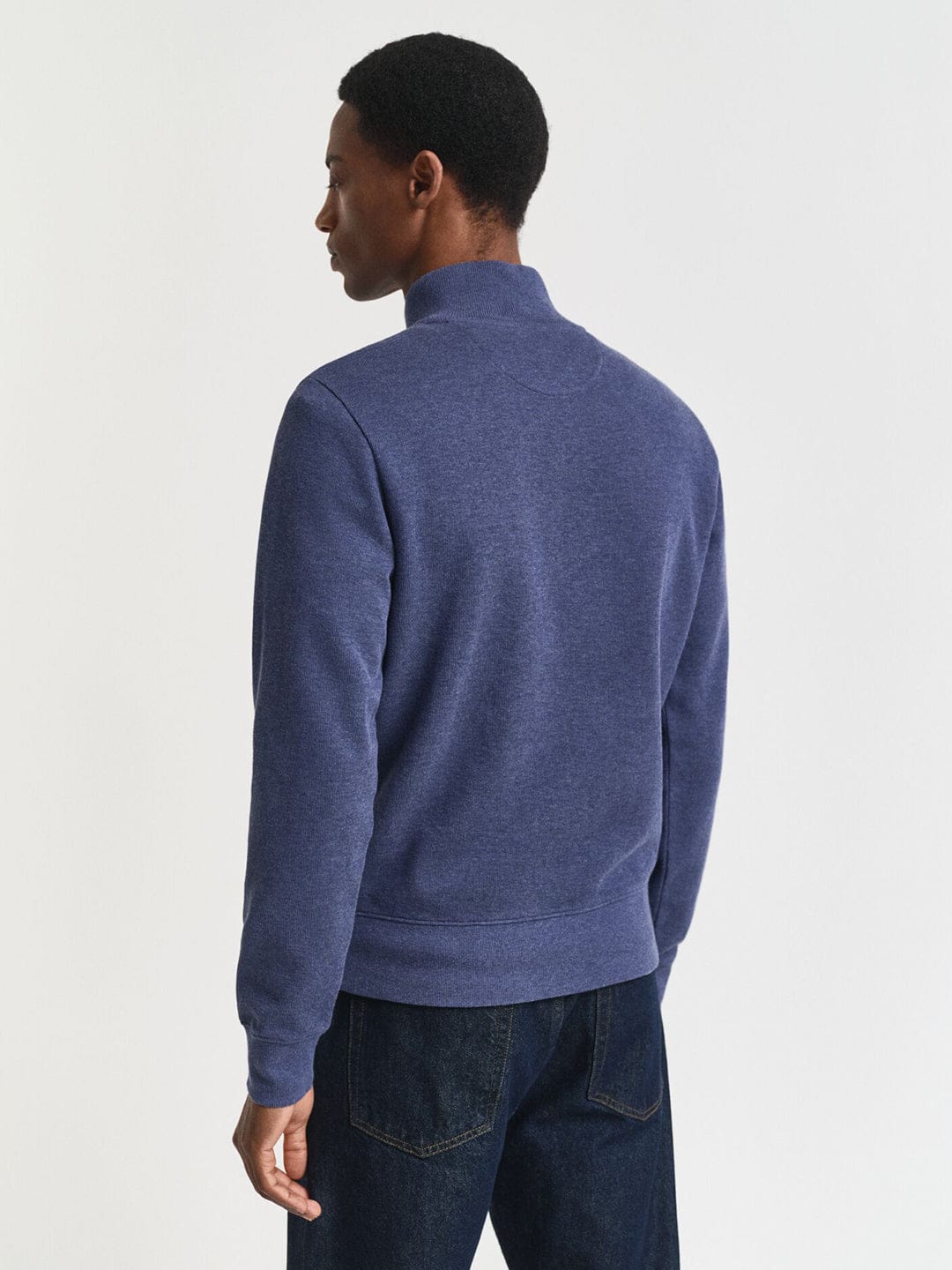 Gant Men Blue Solid Half Zip Sweatshirt