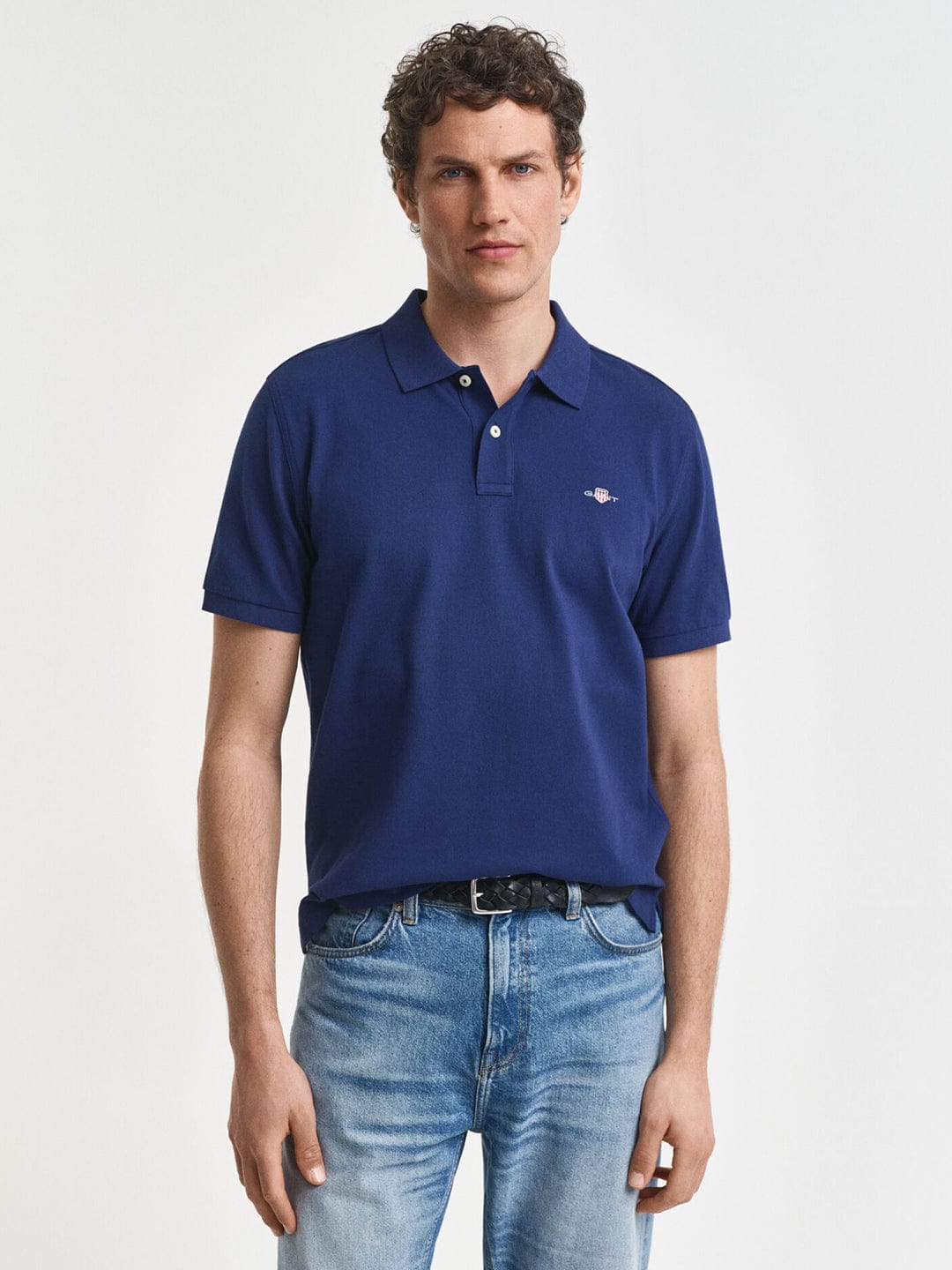 Gant Men Blue Solid Polo Tshirt