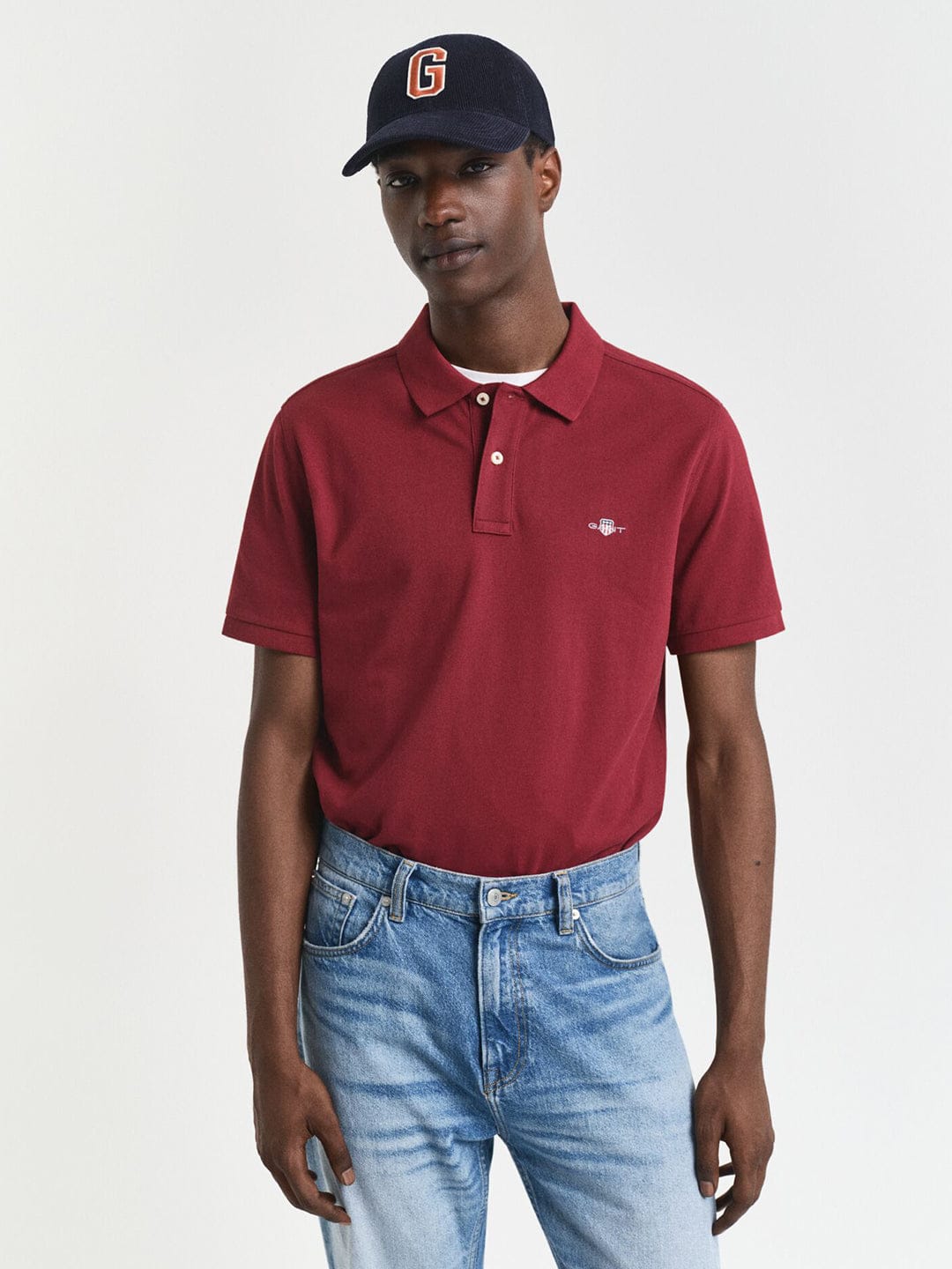 Gant Men Red Solid Polo Tshirt