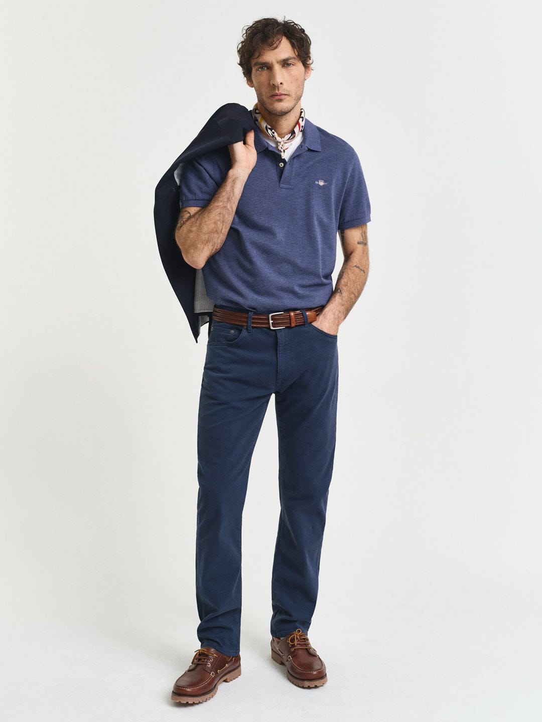 Gant Men Blue Solid Polo Tshirt