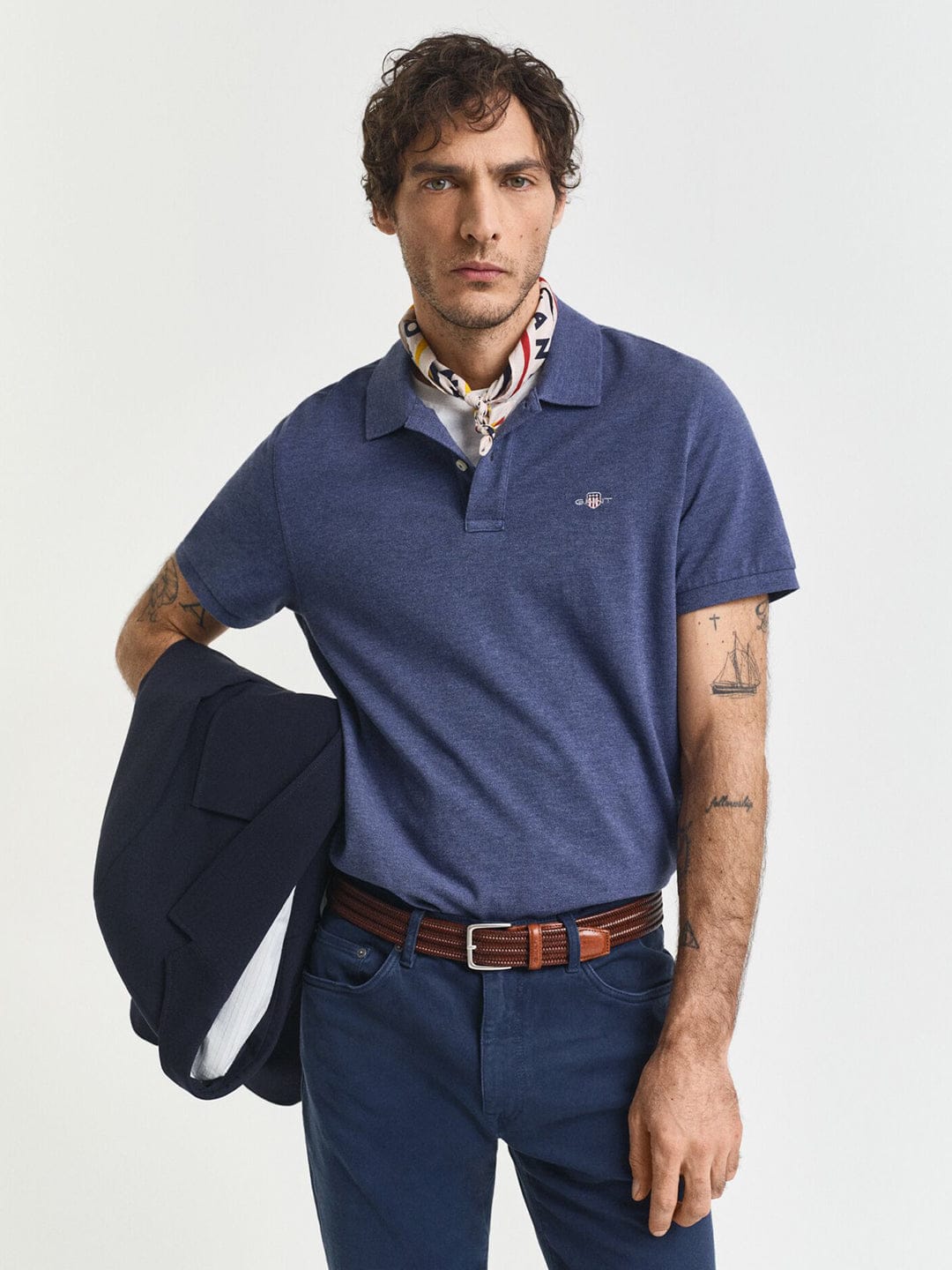 Gant Men Blue Solid Polo Tshirt