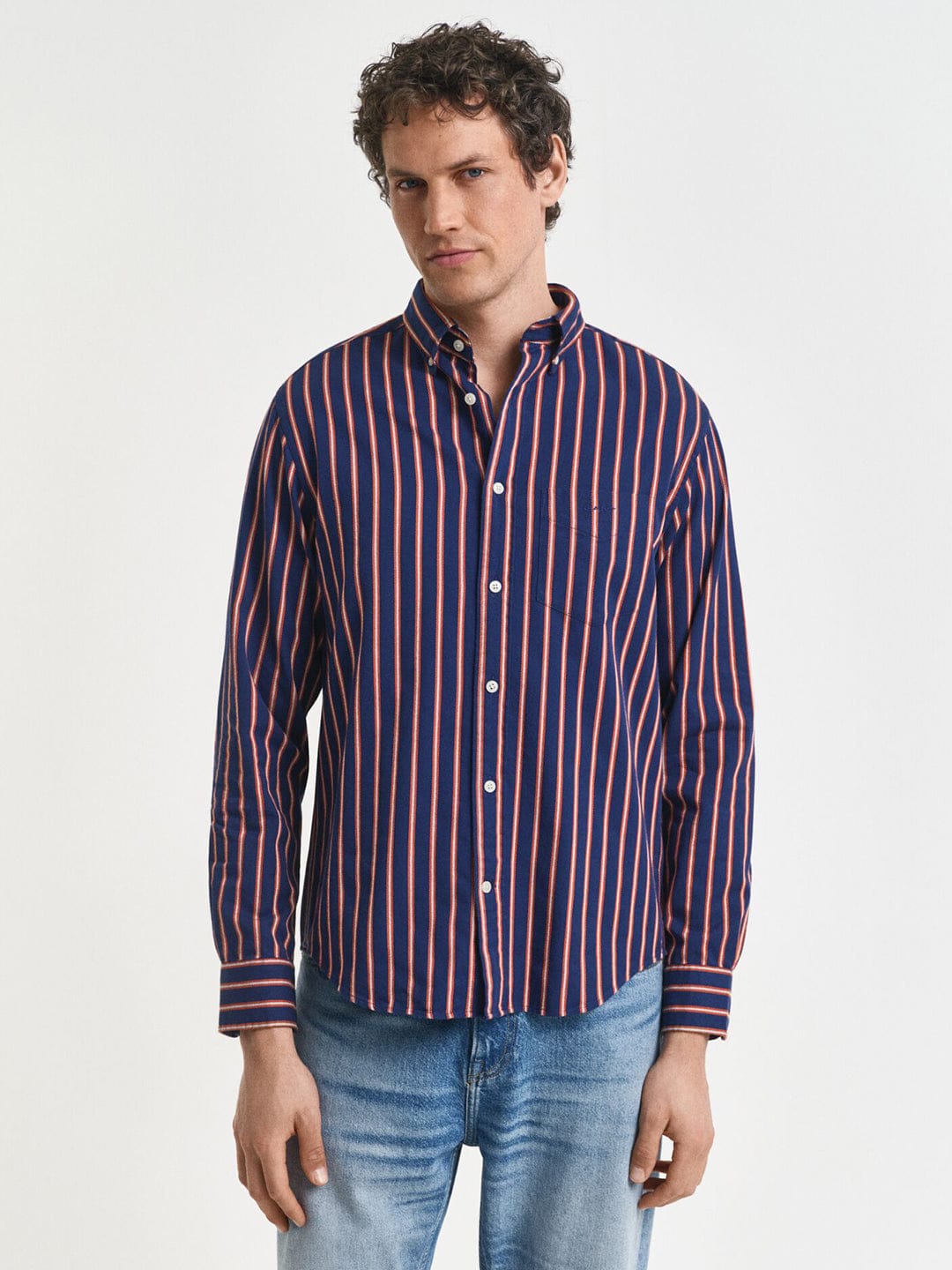 Gant Men Green Striped Collar Shirt