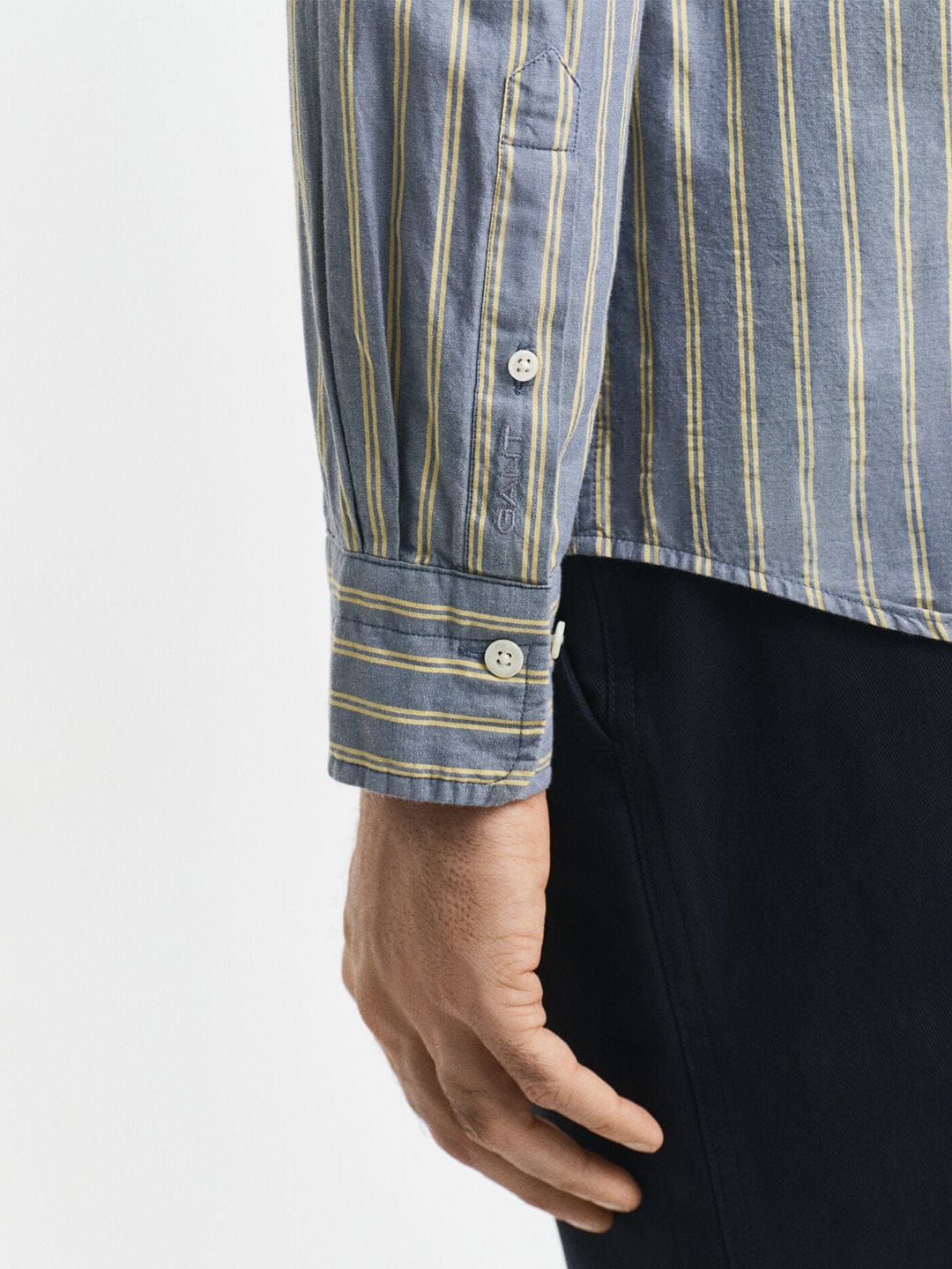 Gant Men Cream Striped Collar Shirt