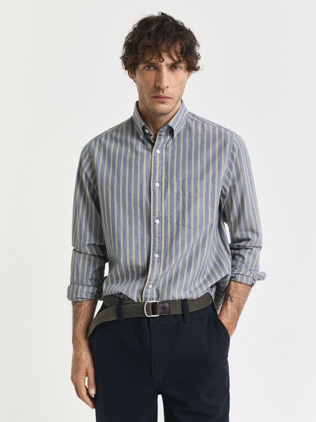 Gant Men Cream Striped Collar Shirt