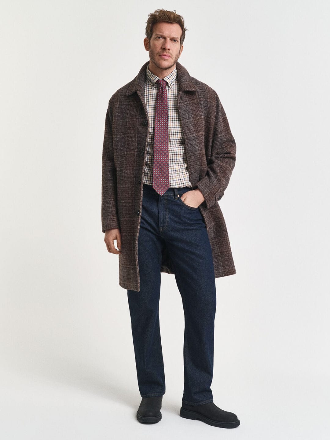 Gant Men Brown Checks Collar Shirt