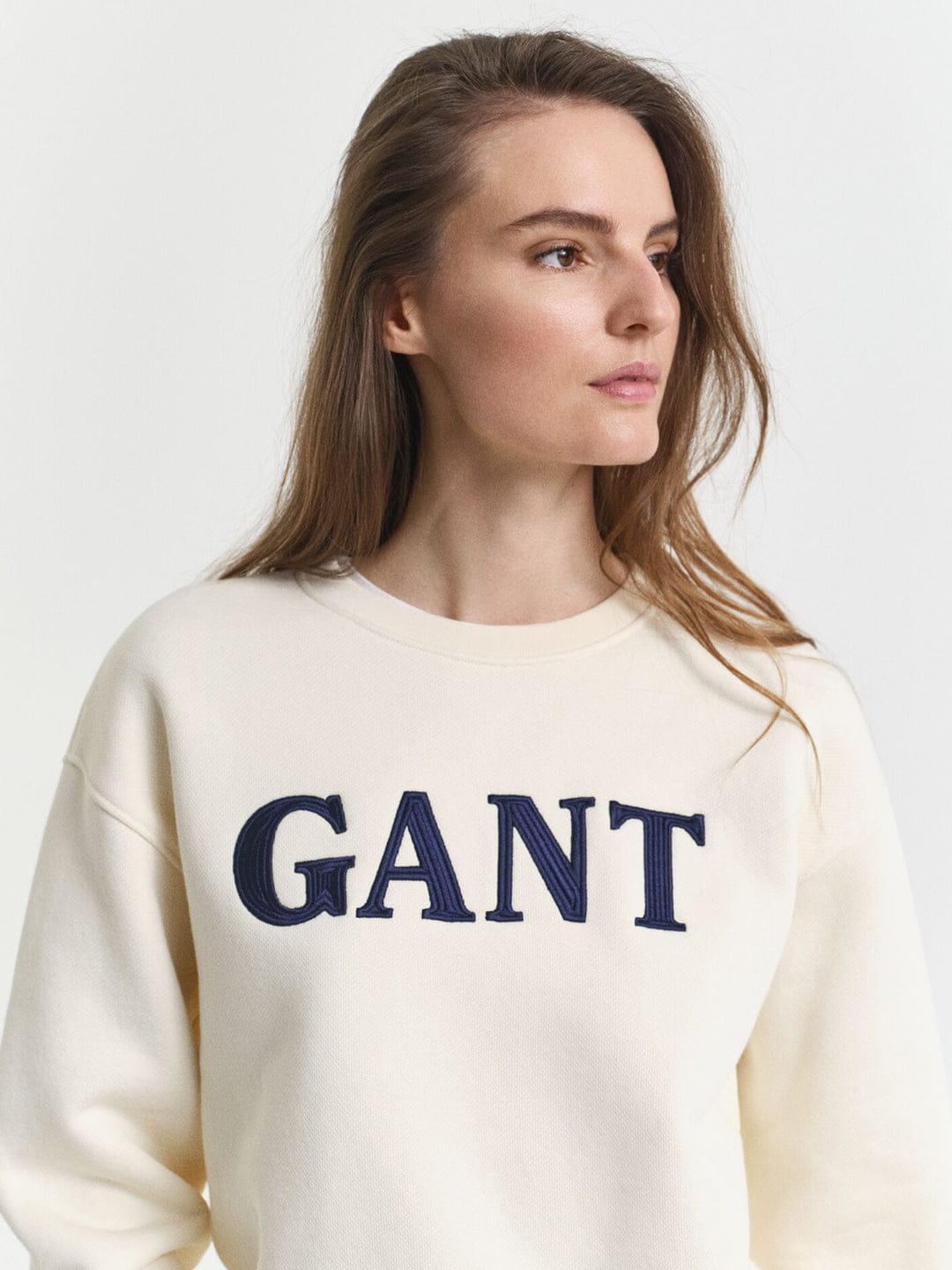 Gant Women Cream Graphic Crew Neck Sweatshirt